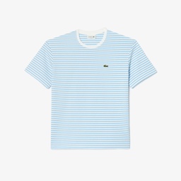 Lacoste Erkek Classic Fit Bisiklet Yaka Çizgili Mavi T-Shirt Mavi