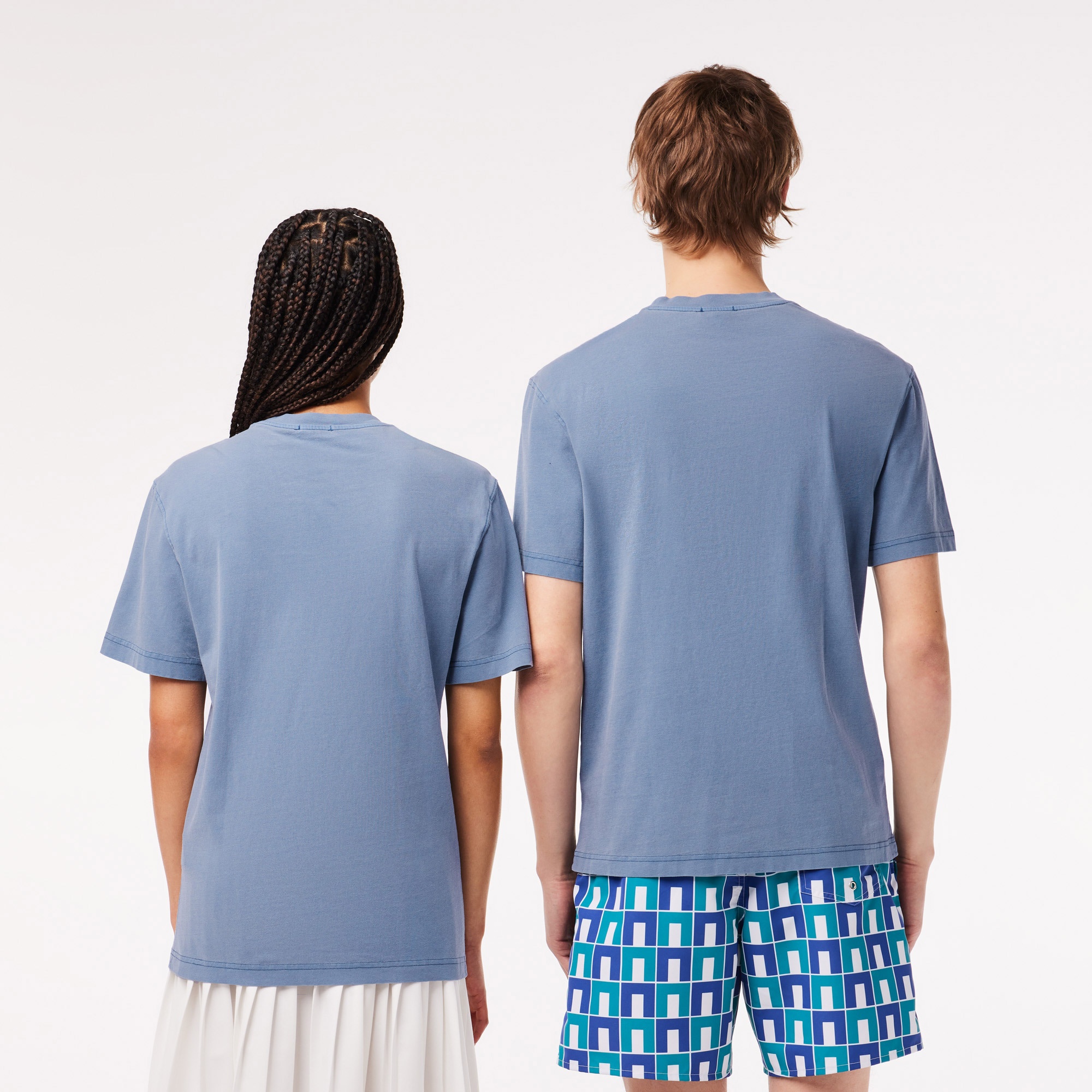 Lacoste Unisex Classic Fit Bisiklet Yaka Mavi T-Shirt