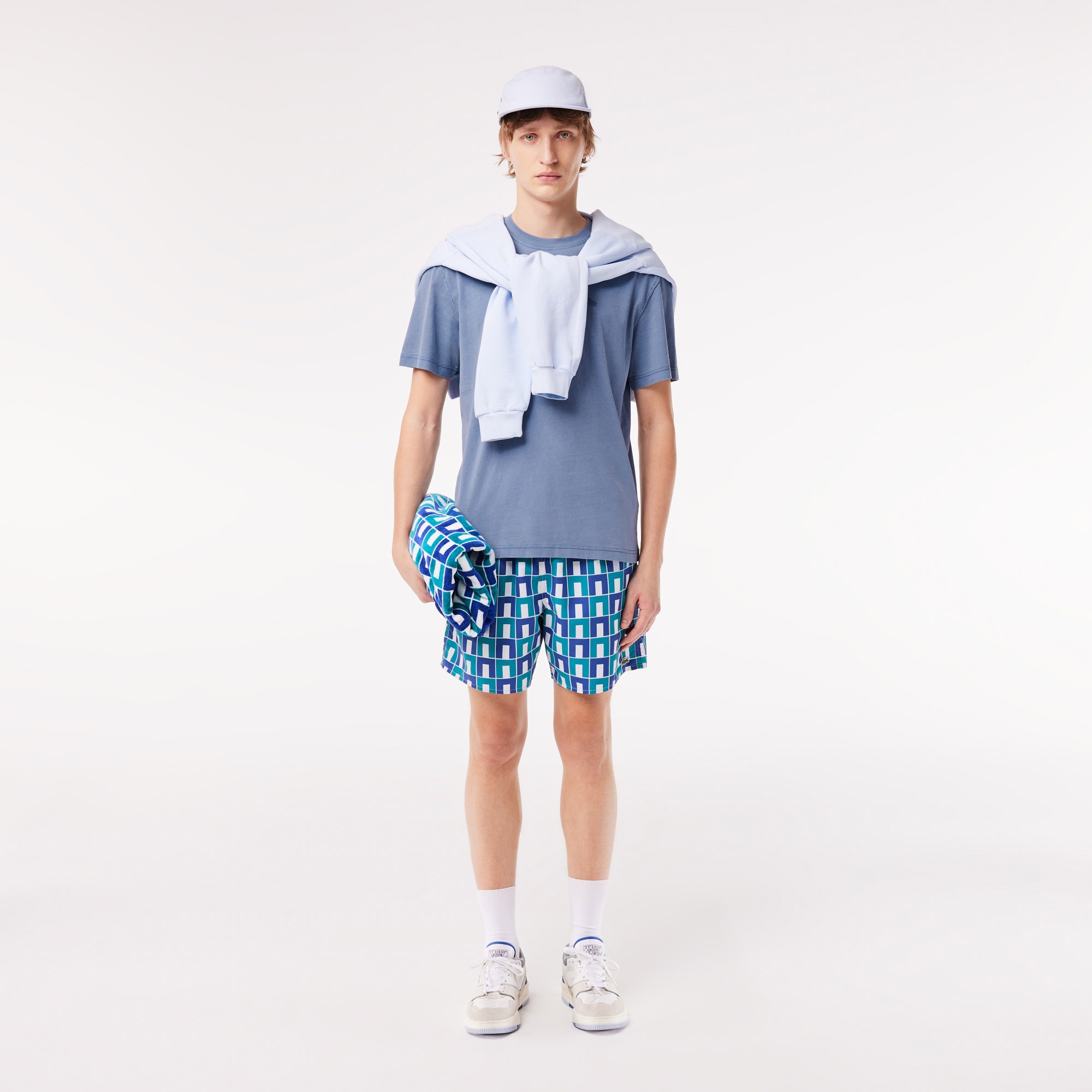 Lacoste Unisex Classic Fit Bisiklet Yaka Mavi T-Shirt