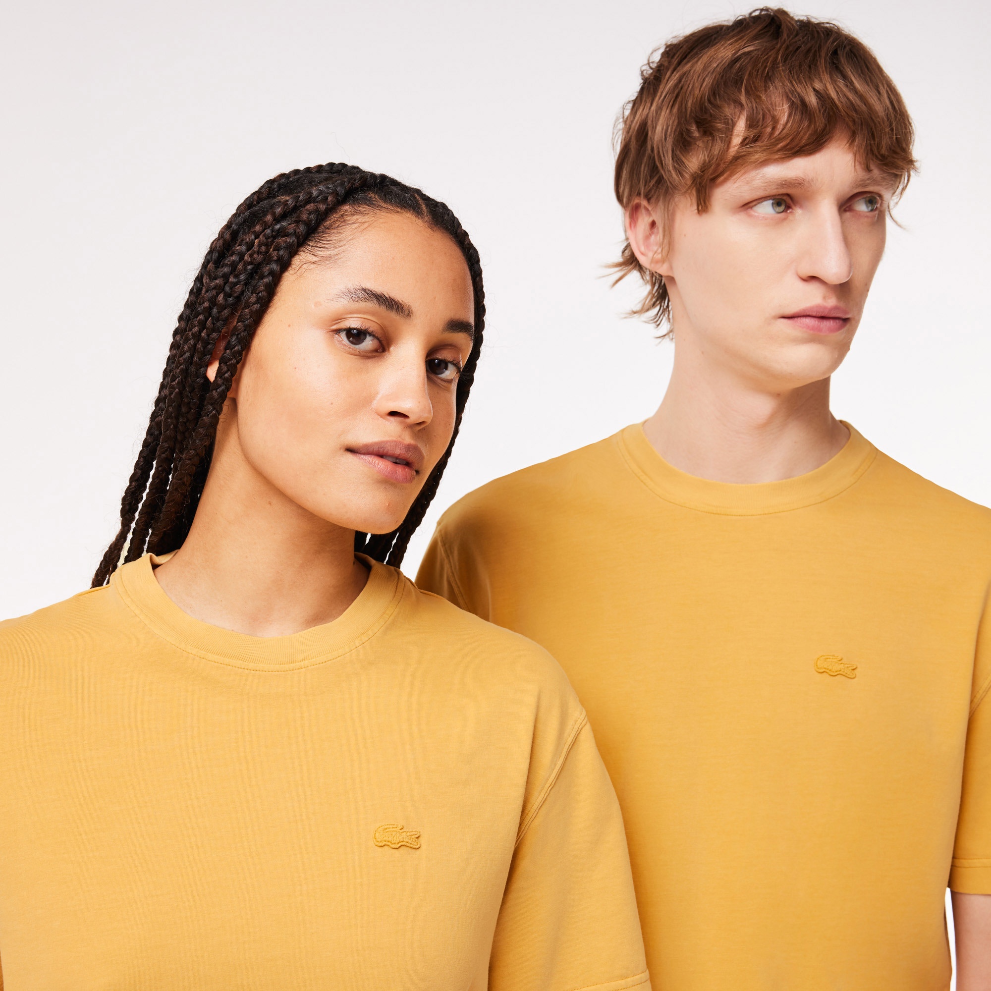 Lacoste Unisex Classic Fit Bisiklet Yaka Sarı T-Shirt