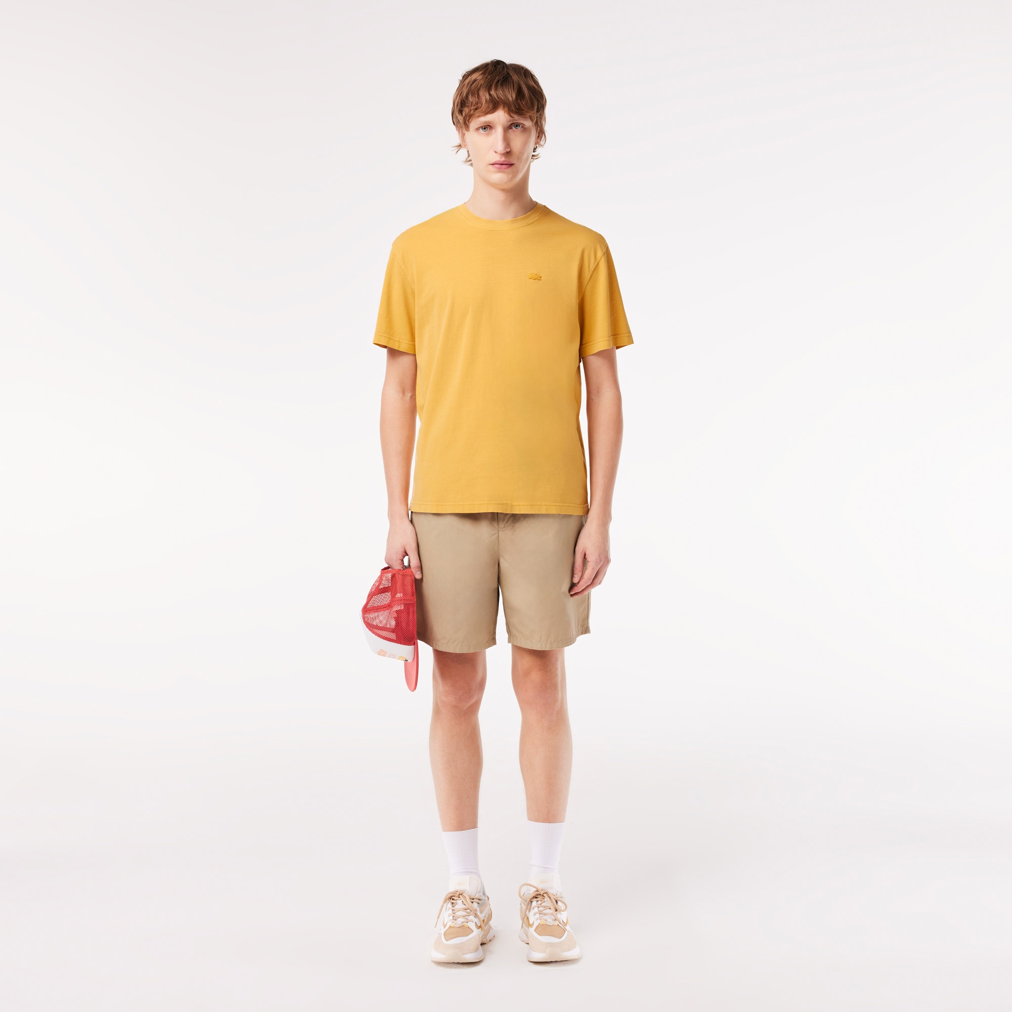 Lacoste Unisex Classic Fit Bisiklet Yaka Sarı T-Shirt