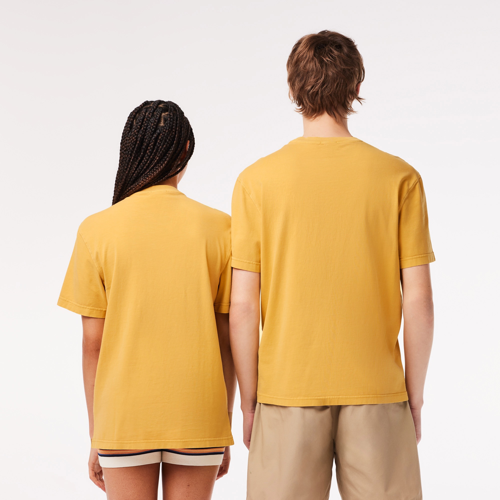 Lacoste Unisex Classic Fit Bisiklet Yaka Sarı T-Shirt