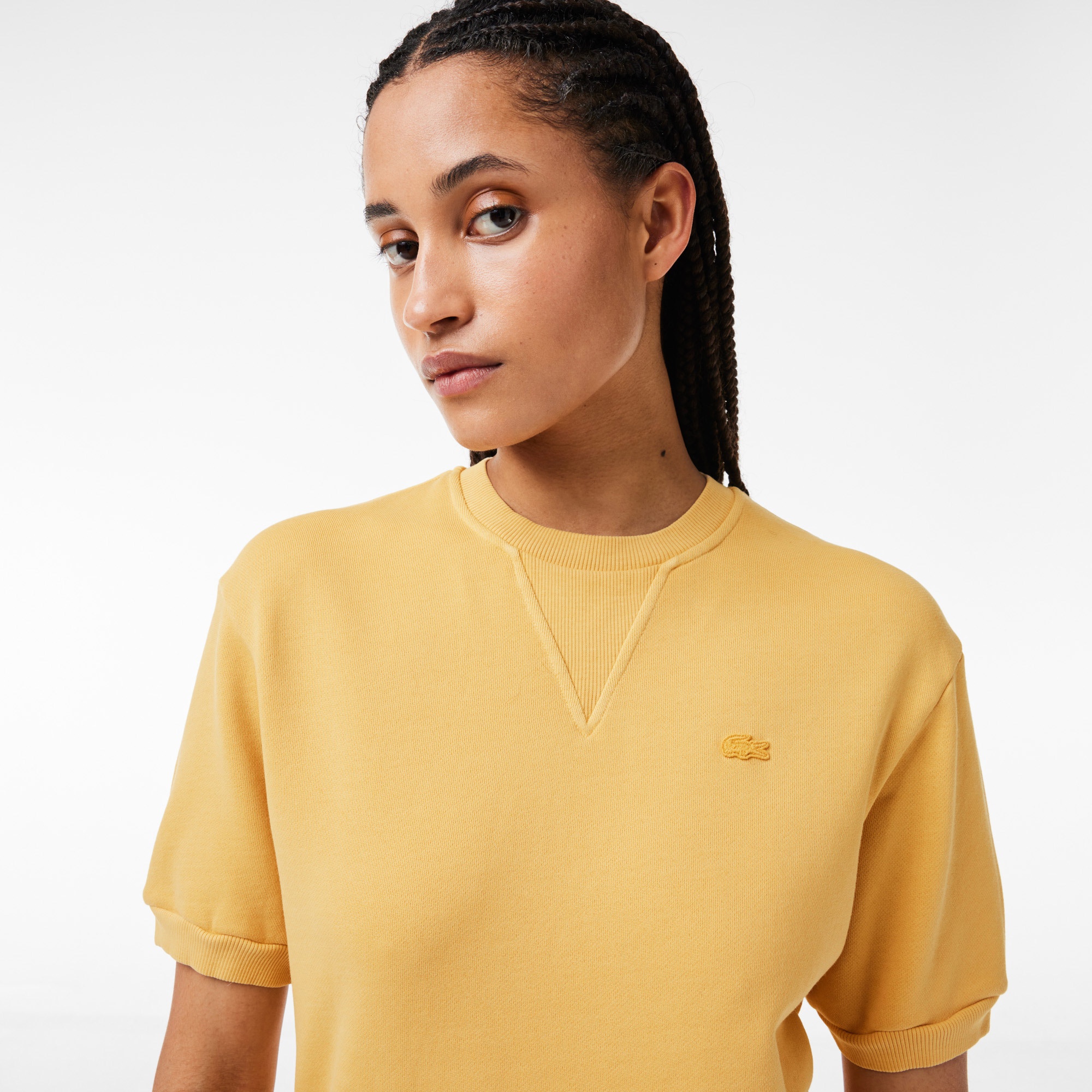 Lacoste Kadın Regular Fit Bisiklet Yaka Sarı T-Shirt