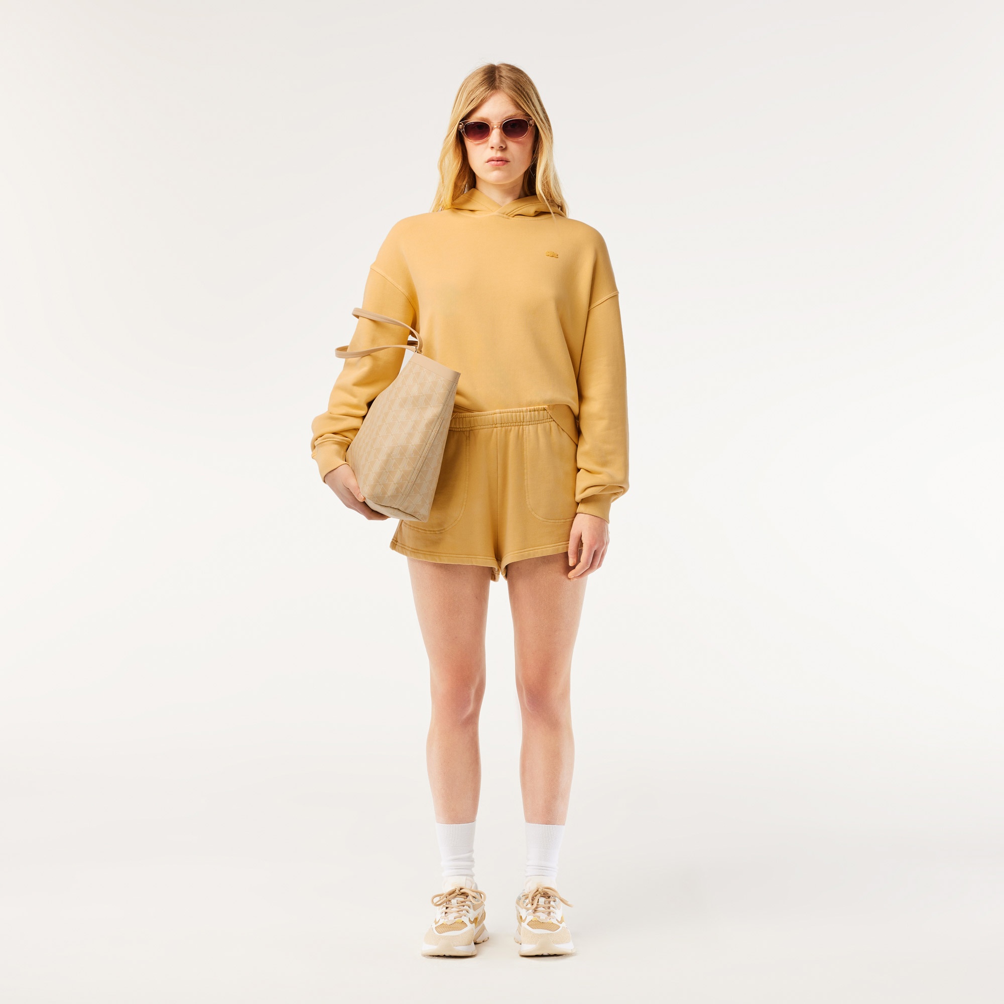 Lacoste Kadın Oversize Fit Kapüşonlu Sarı Sweatshirt