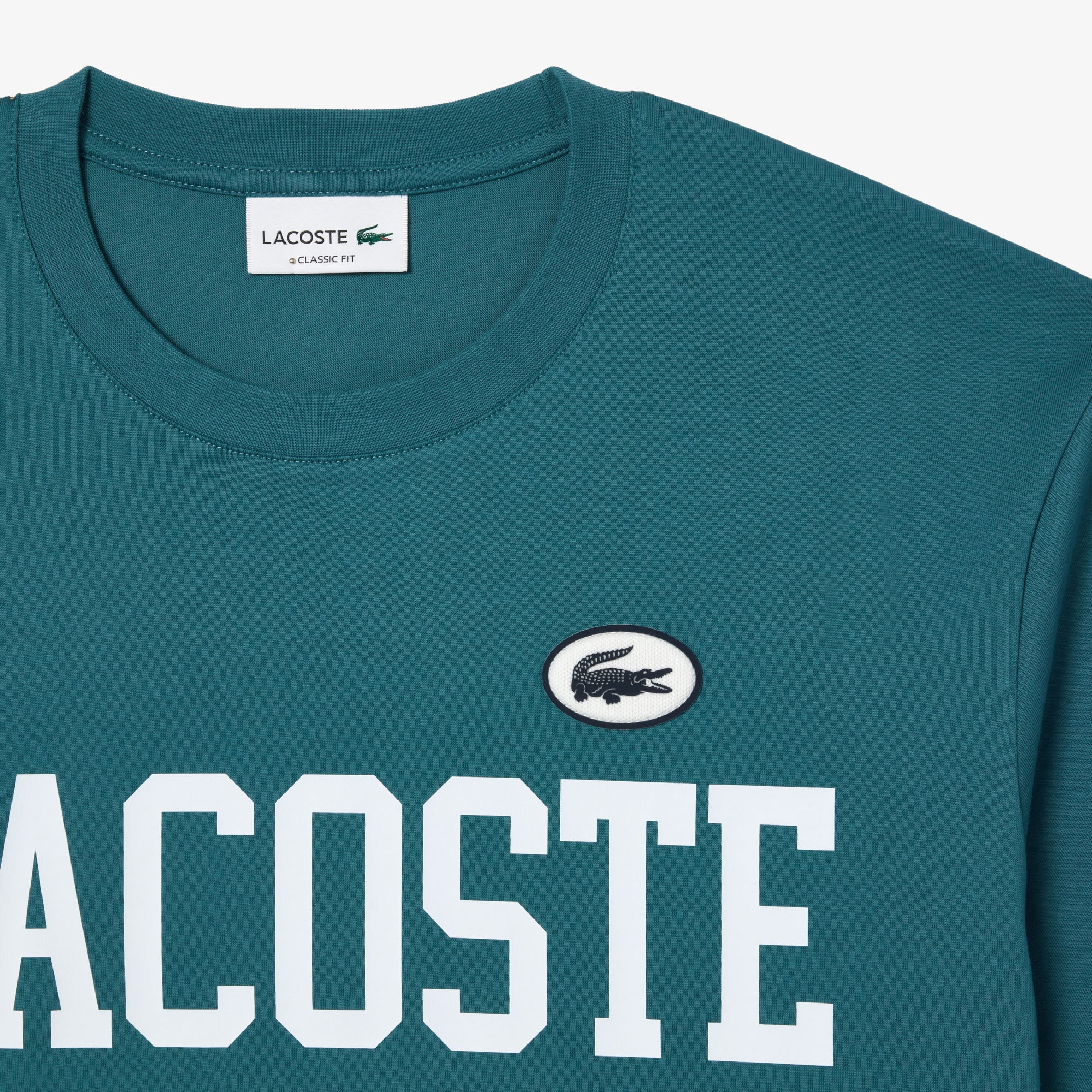 Lacoste Erkek Classic Fit Bisiklet Yaka Baskılı Mavi T-Shirt