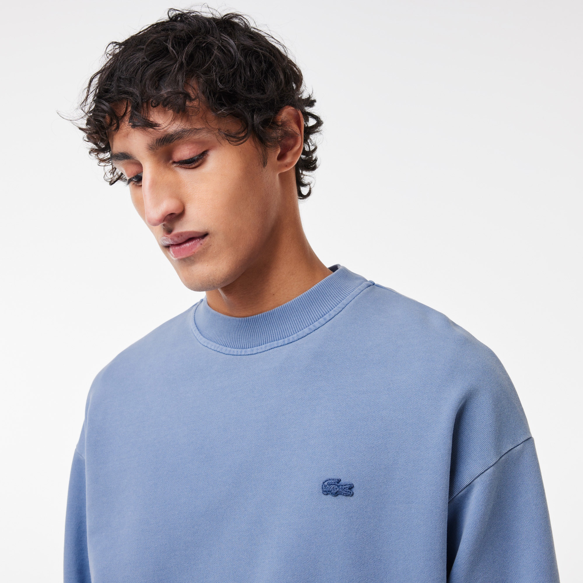 Lacoste Erkek Loose Fit Bisiklet Yaka Mavi Sweatshirt