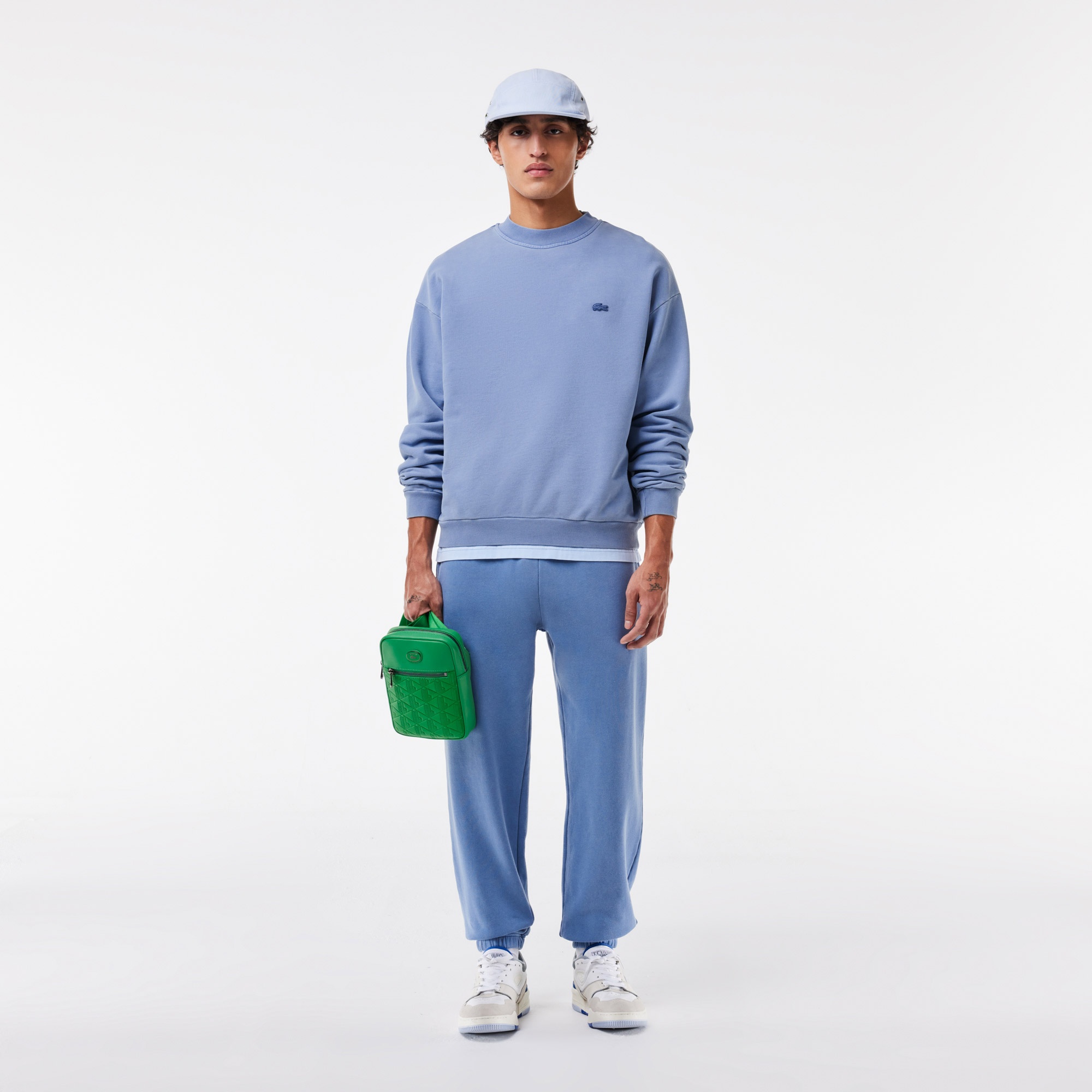 Lacoste Erkek Loose Fit Bisiklet Yaka Mavi Sweatshirt