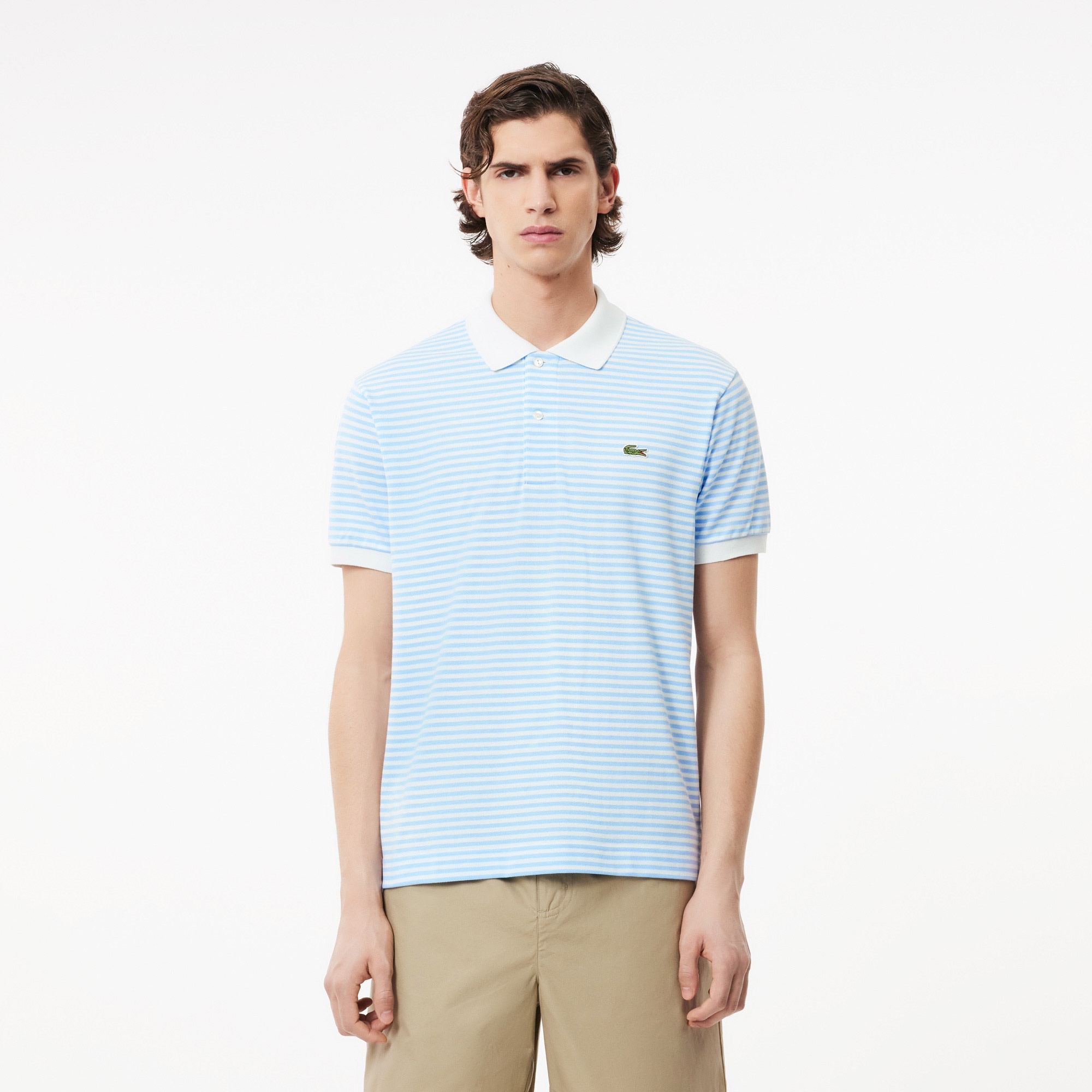 Lacoste Erkek Classic Fit Çizgili Mavi Polo