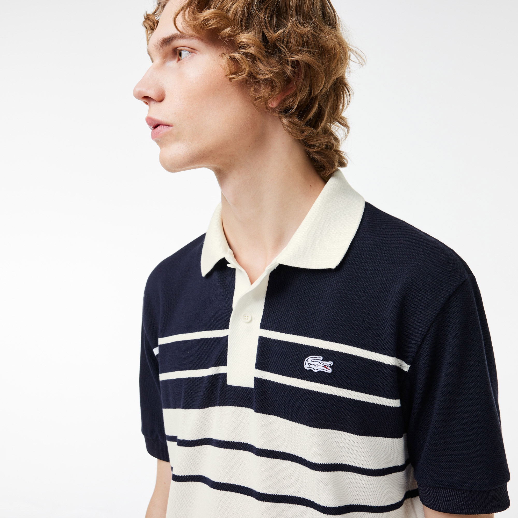 Lacoste L.12.12 Erkek Classic Fit Renk Bloklu Beyaz Polo