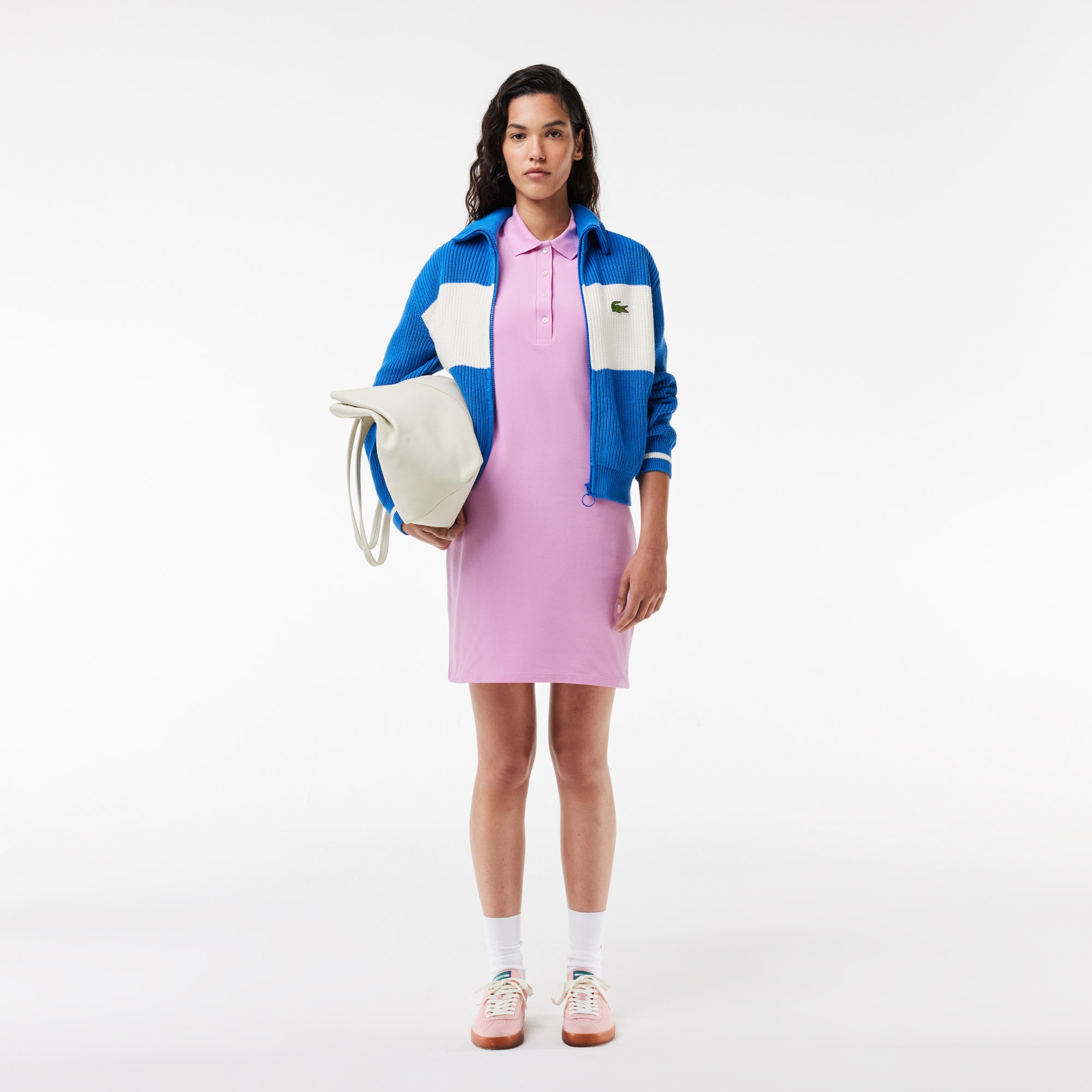 Lacoste Kadın Straight Fit Polo Yaka Pembe Elbise