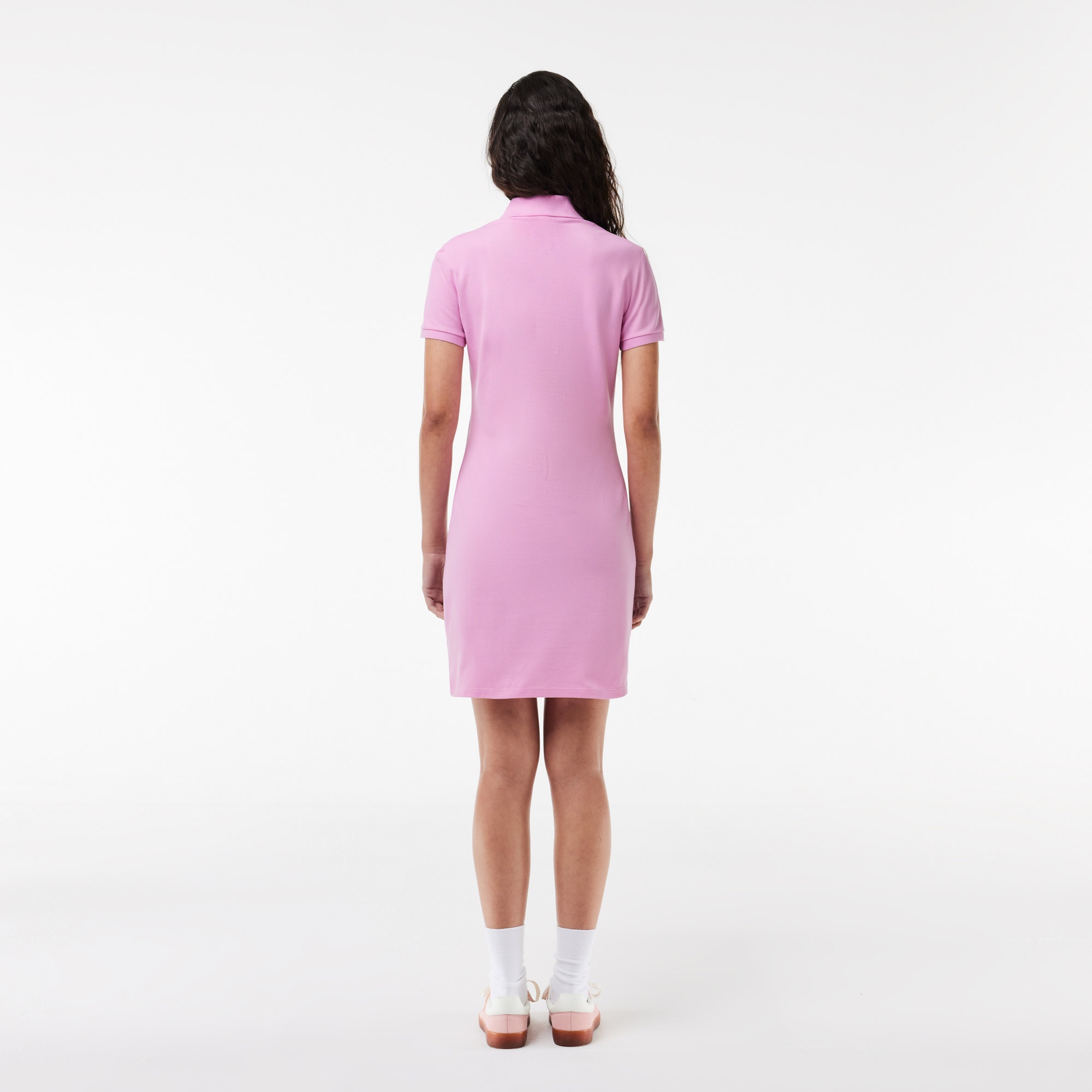 Lacoste Kadın Straight Fit Polo Yaka Pembe Elbise