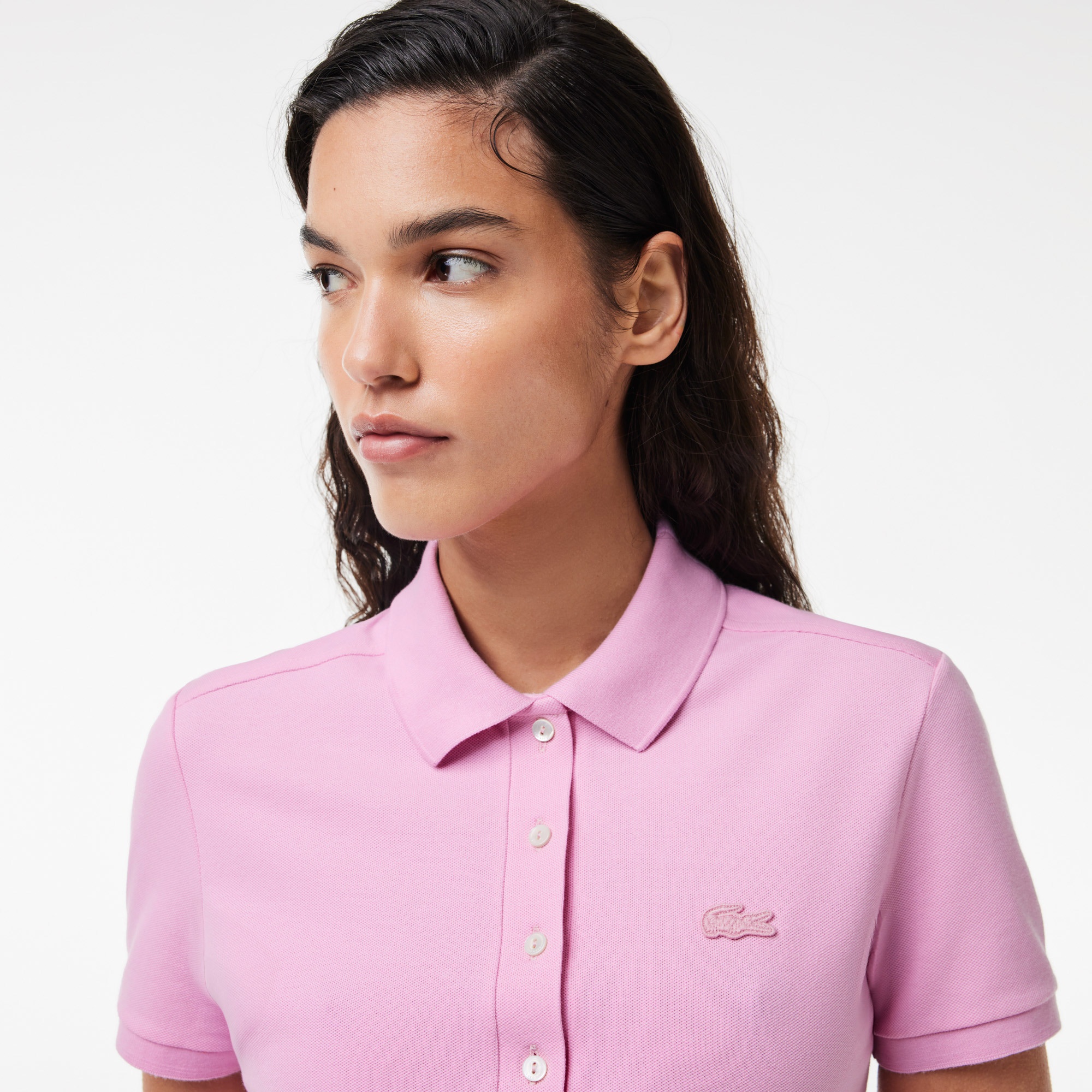 Lacoste Kadın Straight Fit Polo Yaka Pembe Elbise