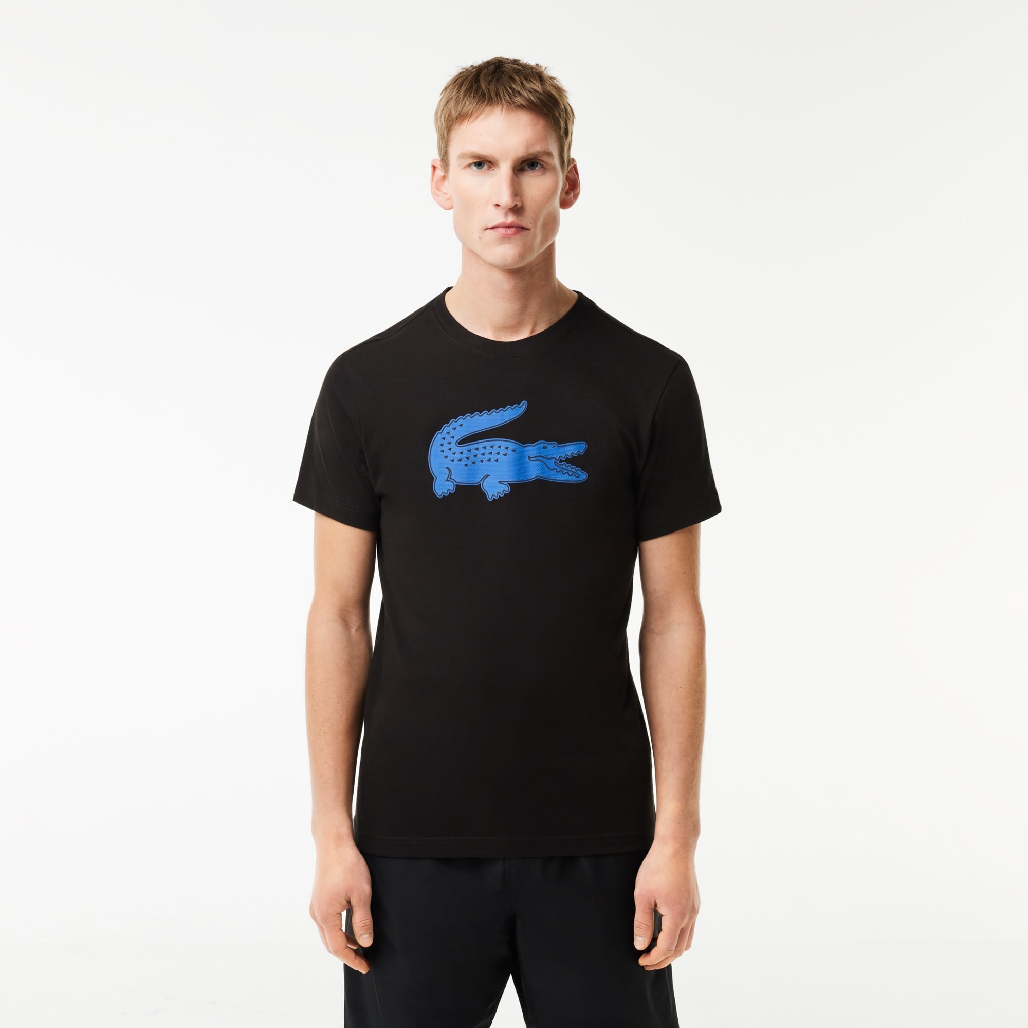 Lacoste Erkek Regular Fit Bisiklet Yaka Baskılı Siyah T-Shirt