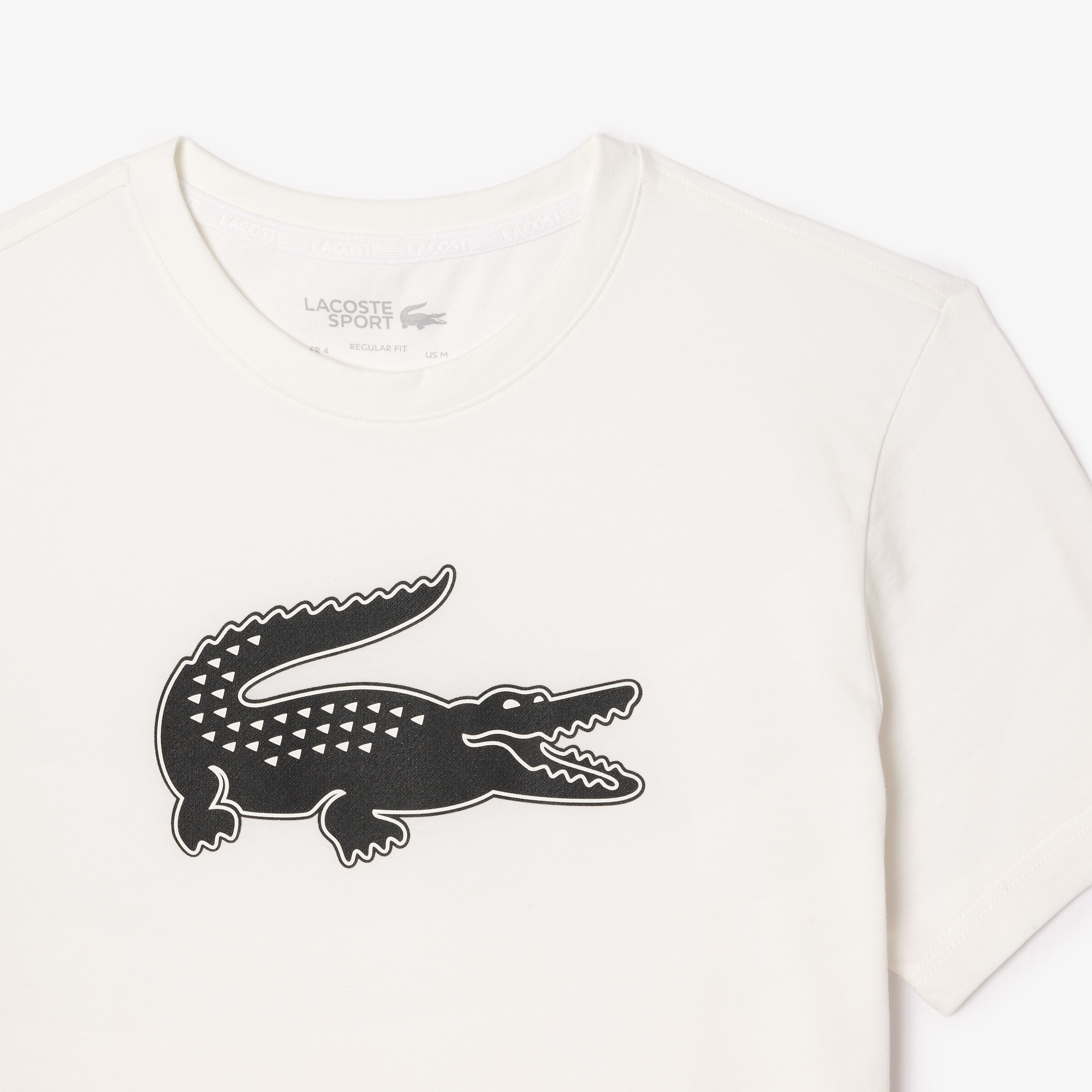 Lacoste Erkek Regular Fit Bisiklet Yaka Baskılı Beyaz T-Shirt
