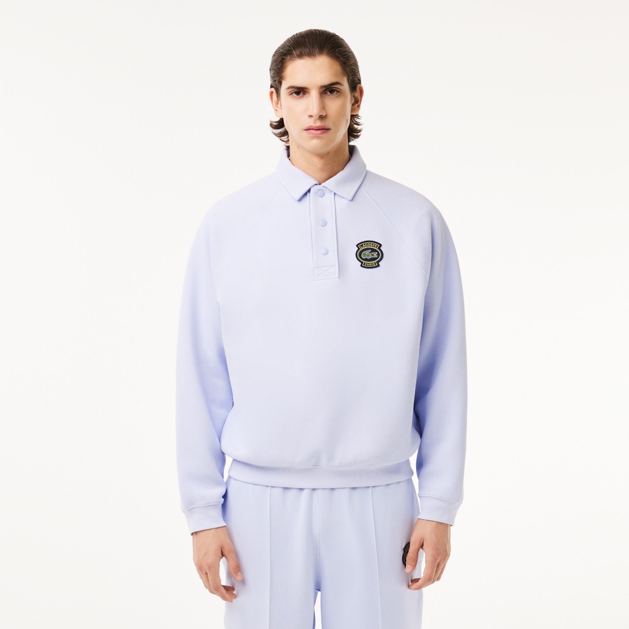Lacoste Erkek Loose Fit Polo Yaka Mavi Sweatshirt