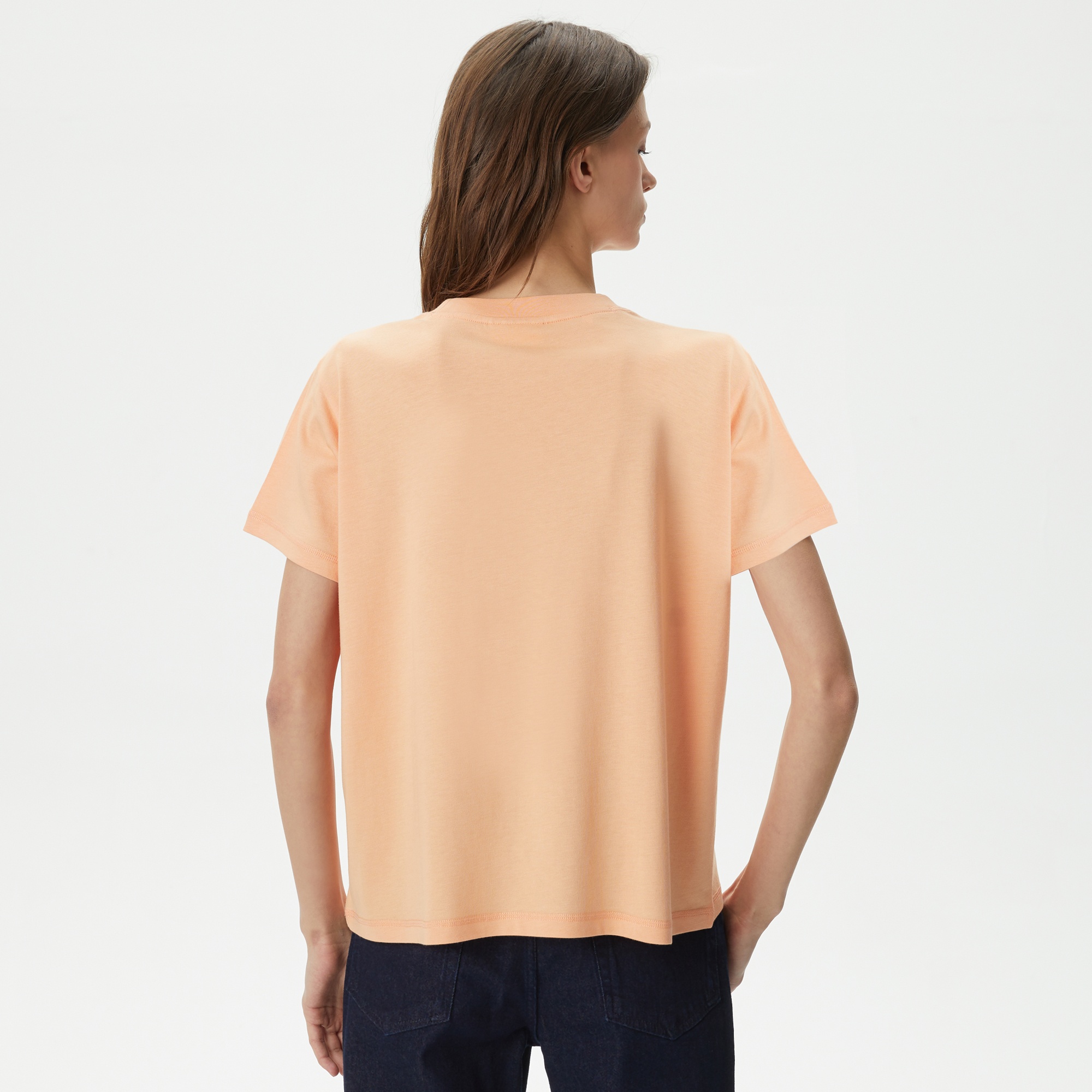 Lacoste Kadın Loose Fit Bisiklet Yaka Turuncu T-Shirt