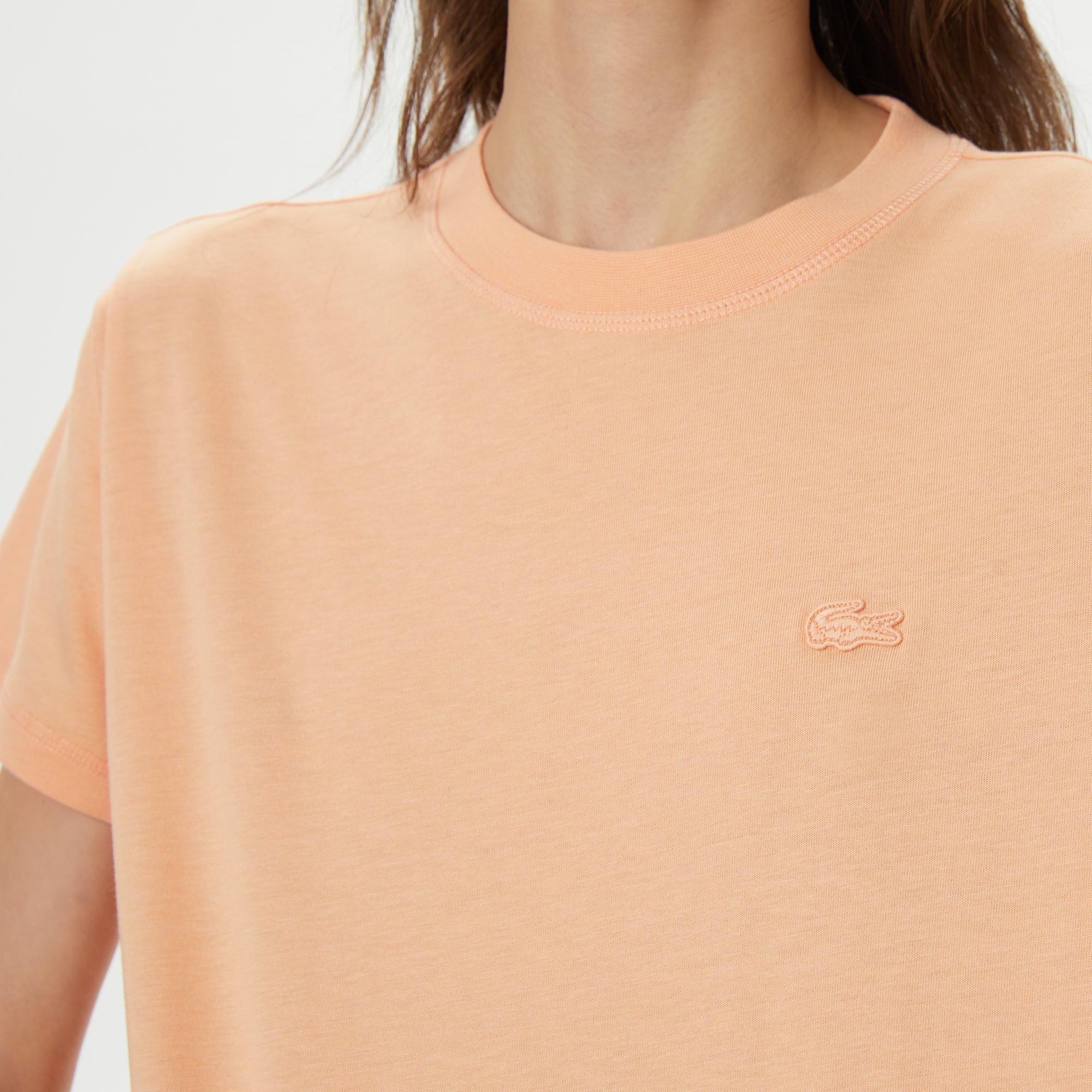 Lacoste Kadın Loose Fit Bisiklet Yaka Turuncu T-Shirt