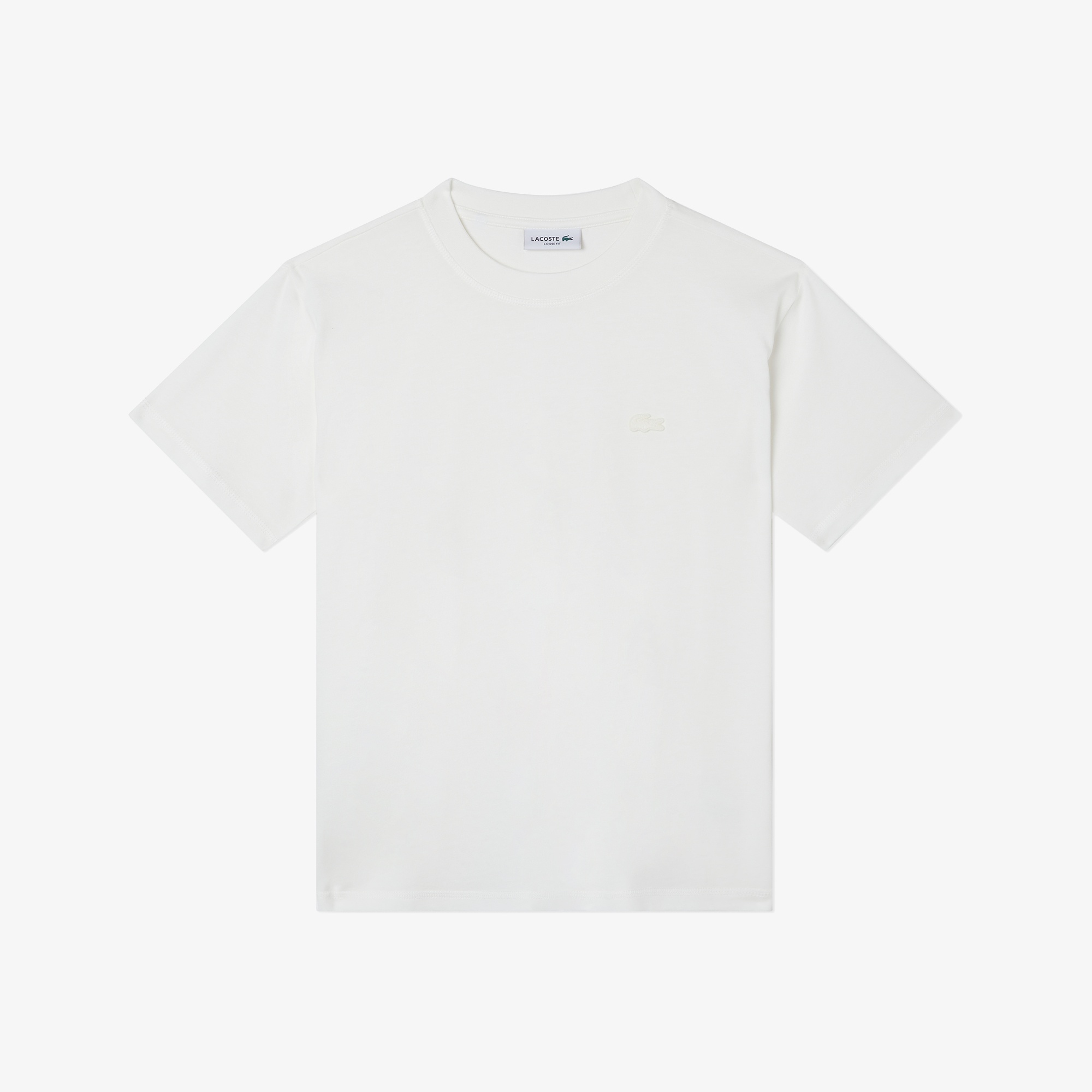 Lacoste Kadın Loose Fit Bisiklet Yaka Beyaz T-Shirt