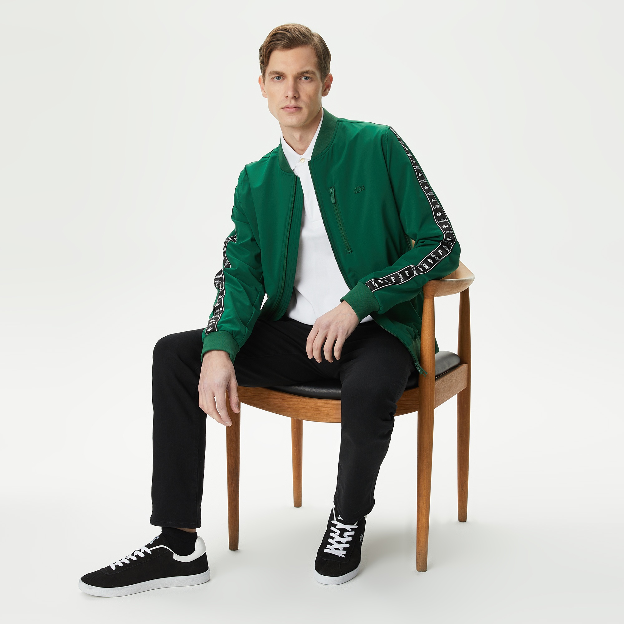 Lacoste Erkek Baskılı Yeşil Bomber Ceket