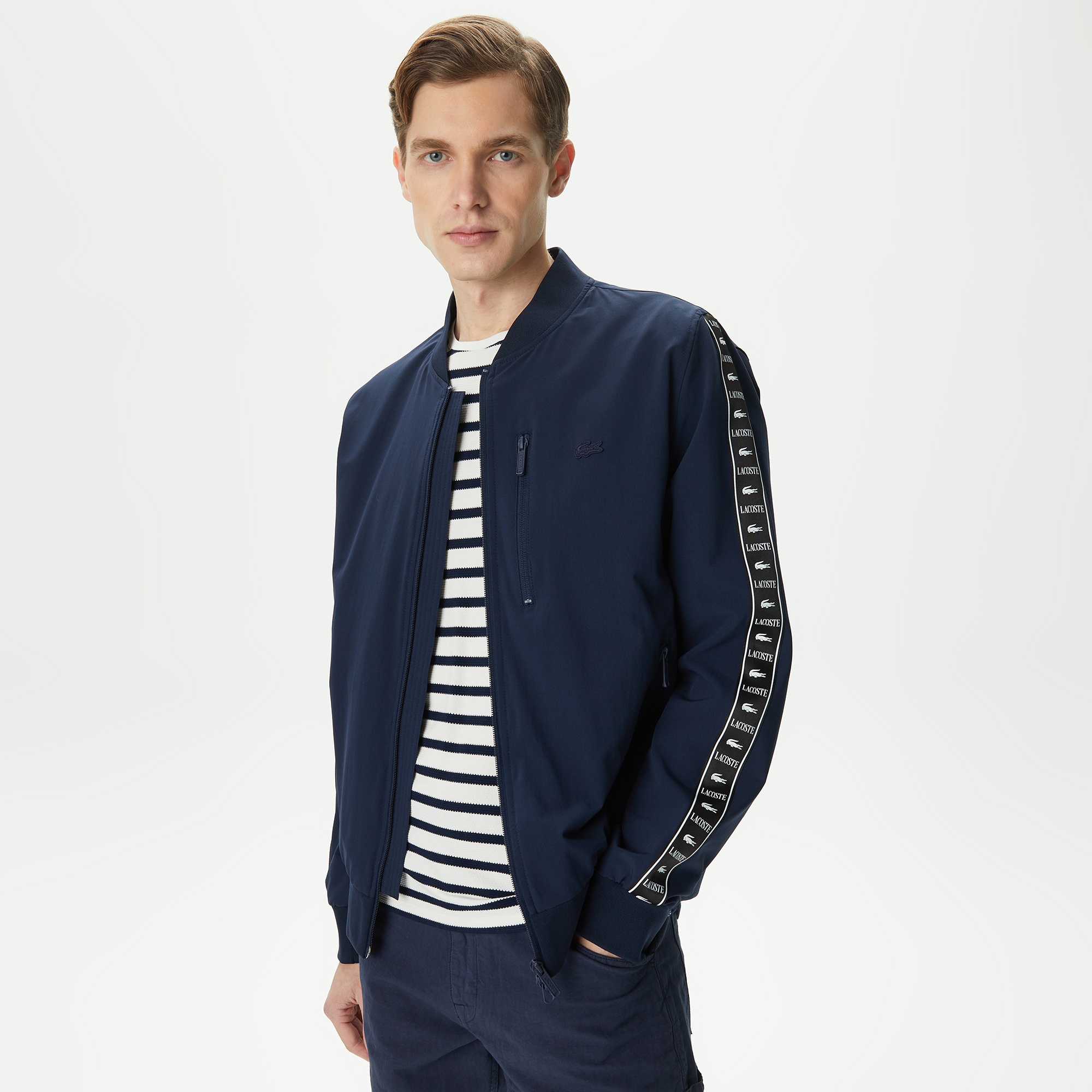 Lacoste Erkek Baskılı Lacivert Bomber Ceket