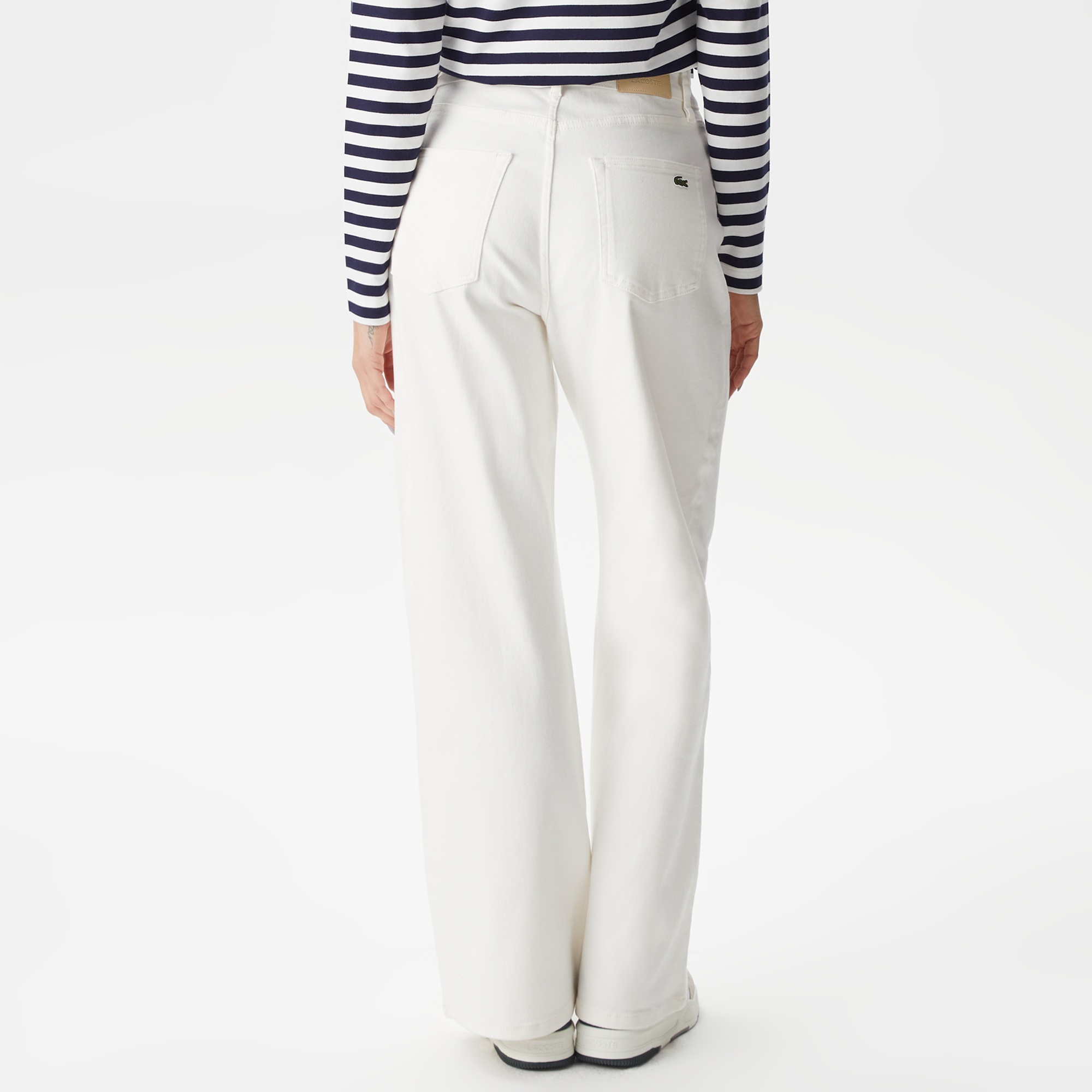 Lacoste Kadın Loose Fit Beyaz Jean Pantolon