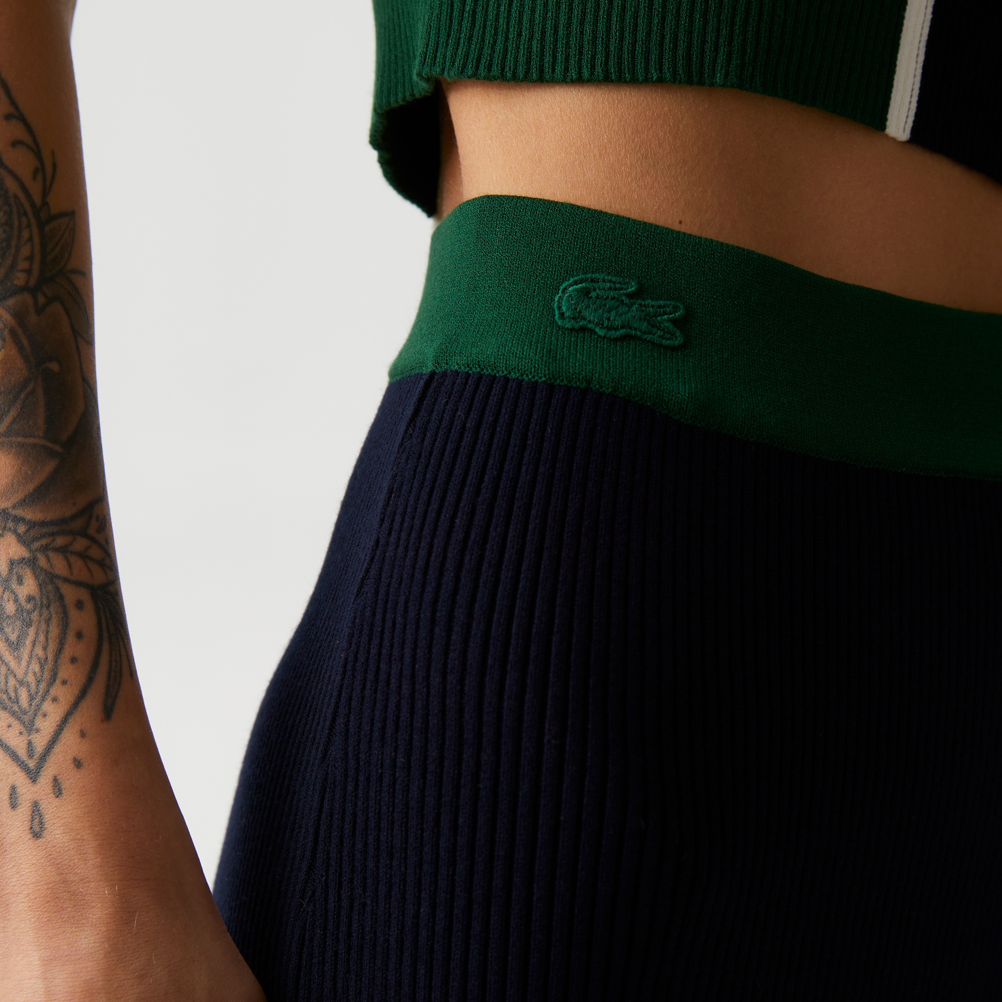 Lacoste Kadın Slim Fit Renk Bloklu Lacivert Etek