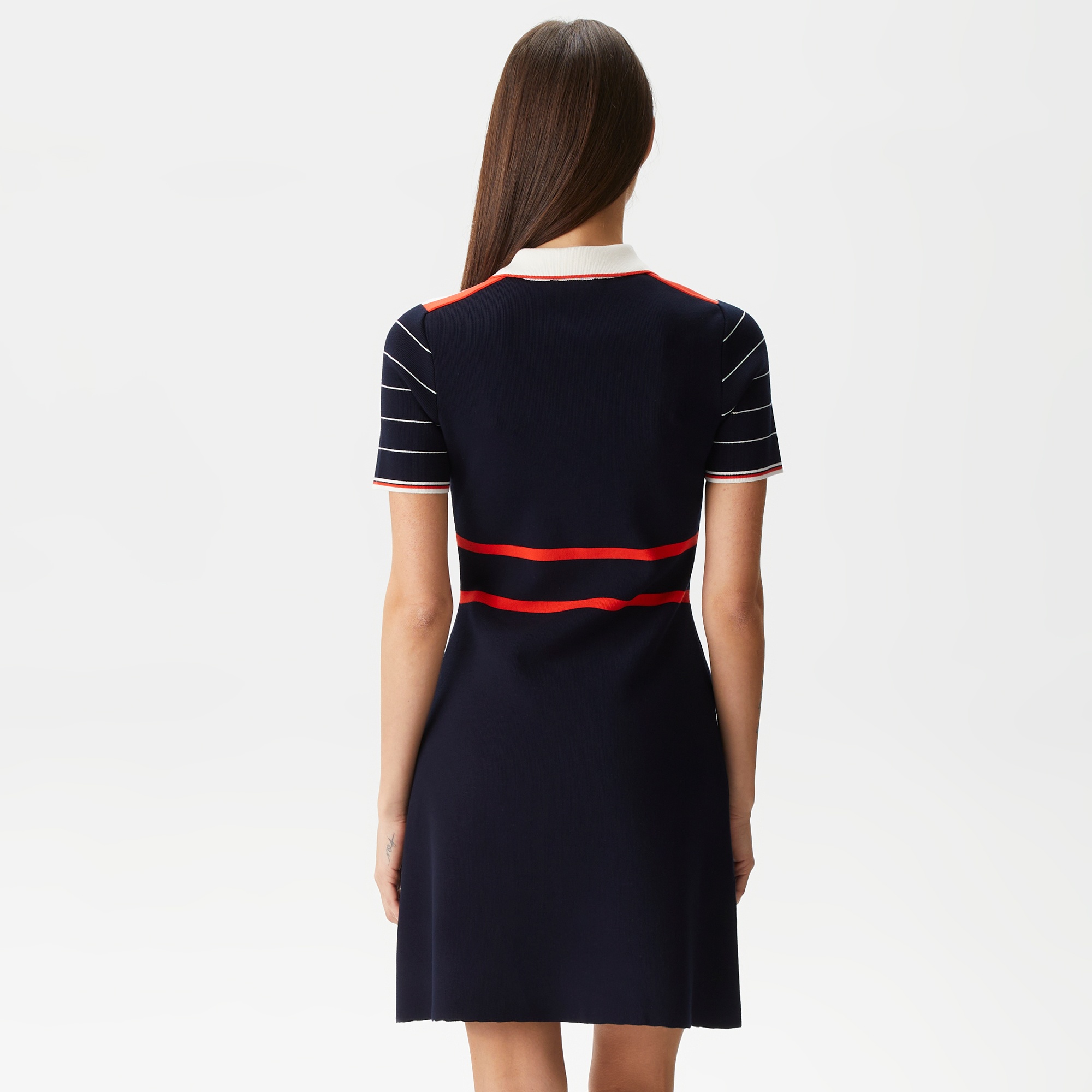 Lacoste Kadın Flare Fit Polo Yaka Lacivert Elbise