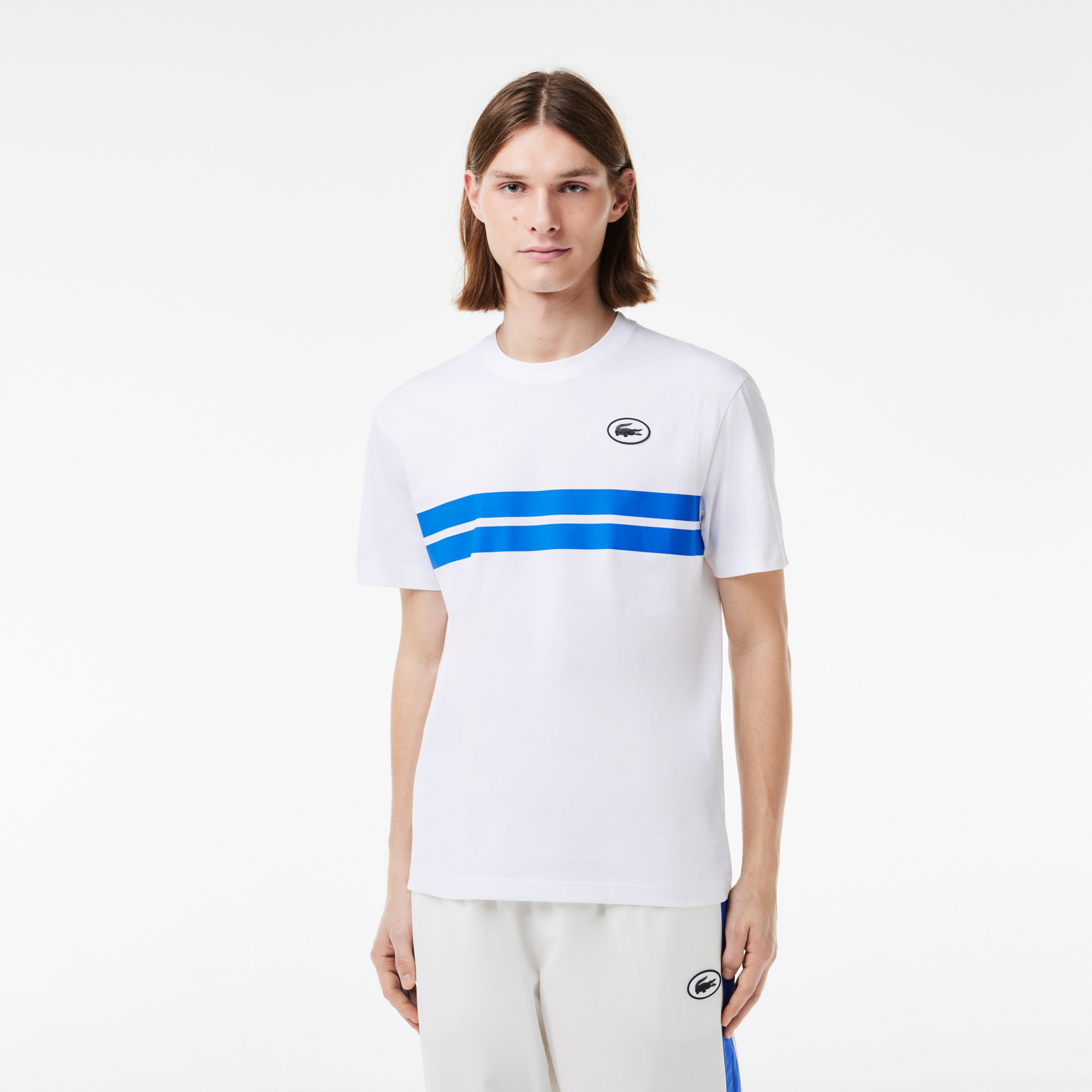 Lacoste Erkek Classic Fit Bisiklet Yaka Baskılı Beyaz T-Shirt