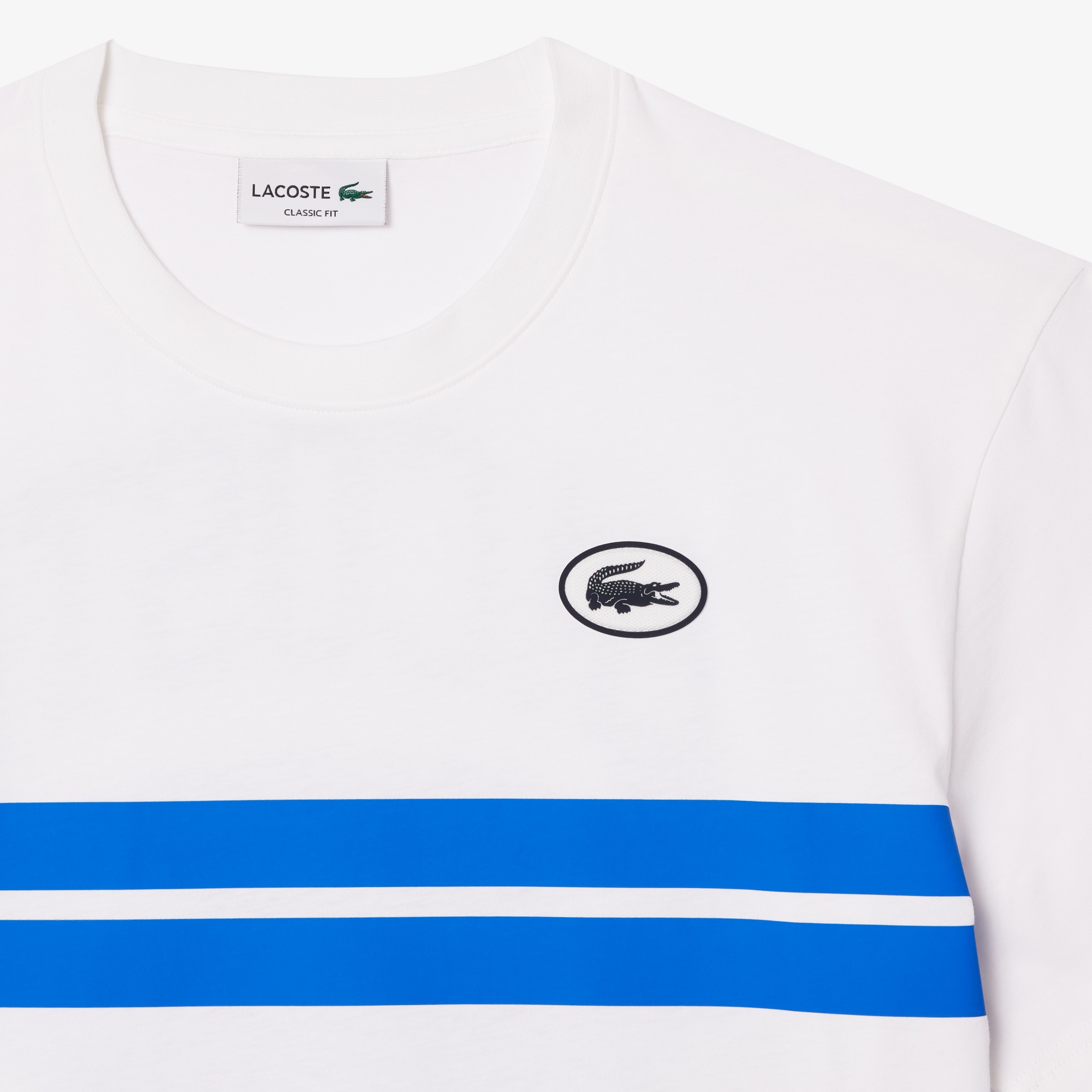Lacoste Erkek Classic Fit Bisiklet Yaka Baskılı Beyaz T-Shirt