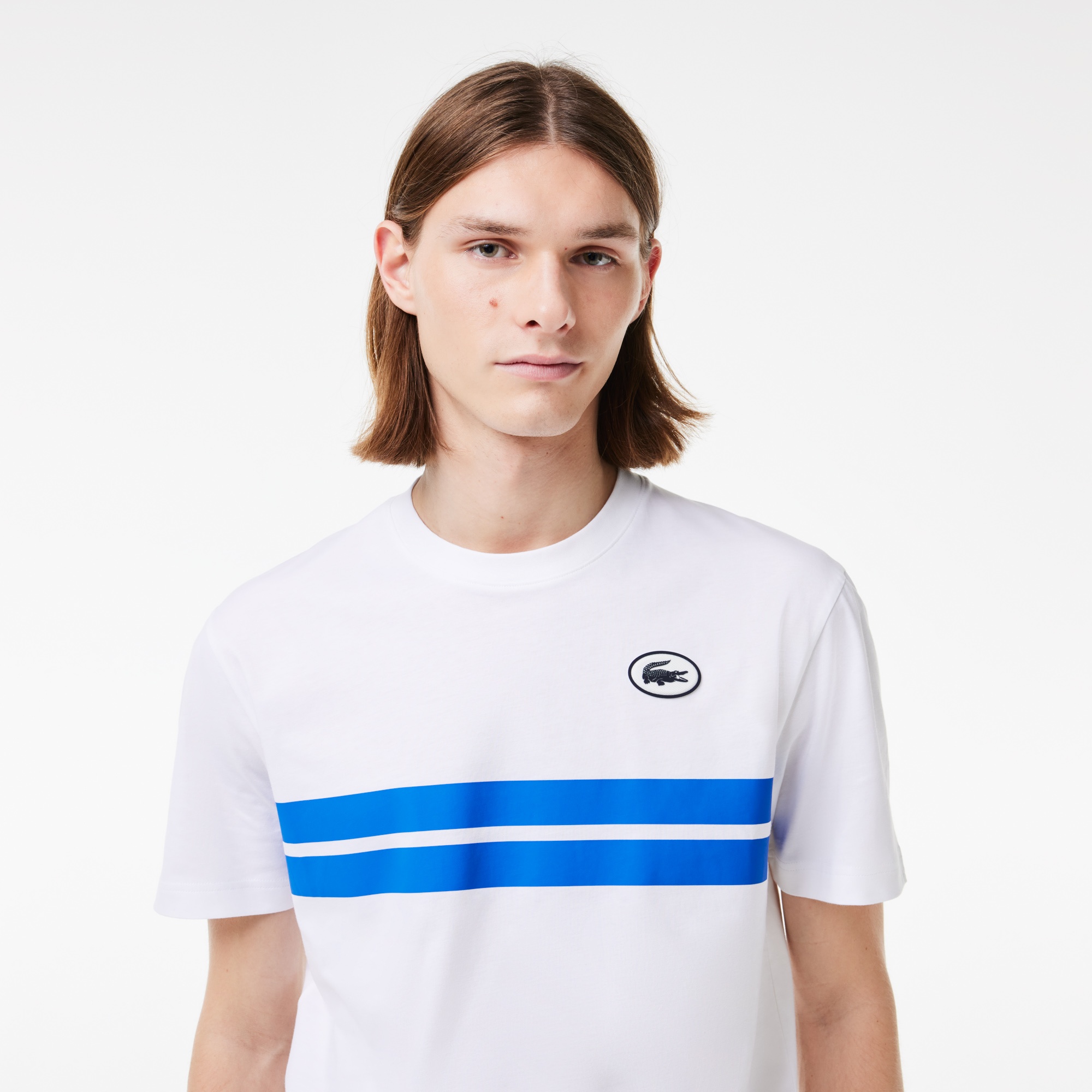Lacoste Erkek Classic Fit Bisiklet Yaka Baskılı Beyaz T-Shirt