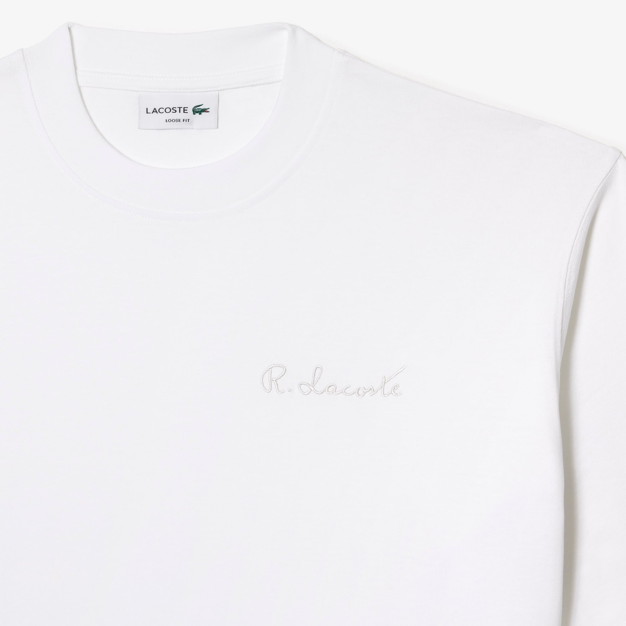 Lacoste Erkek Oversize Fit Bisiklet Yaka Beyaz T-Shirt