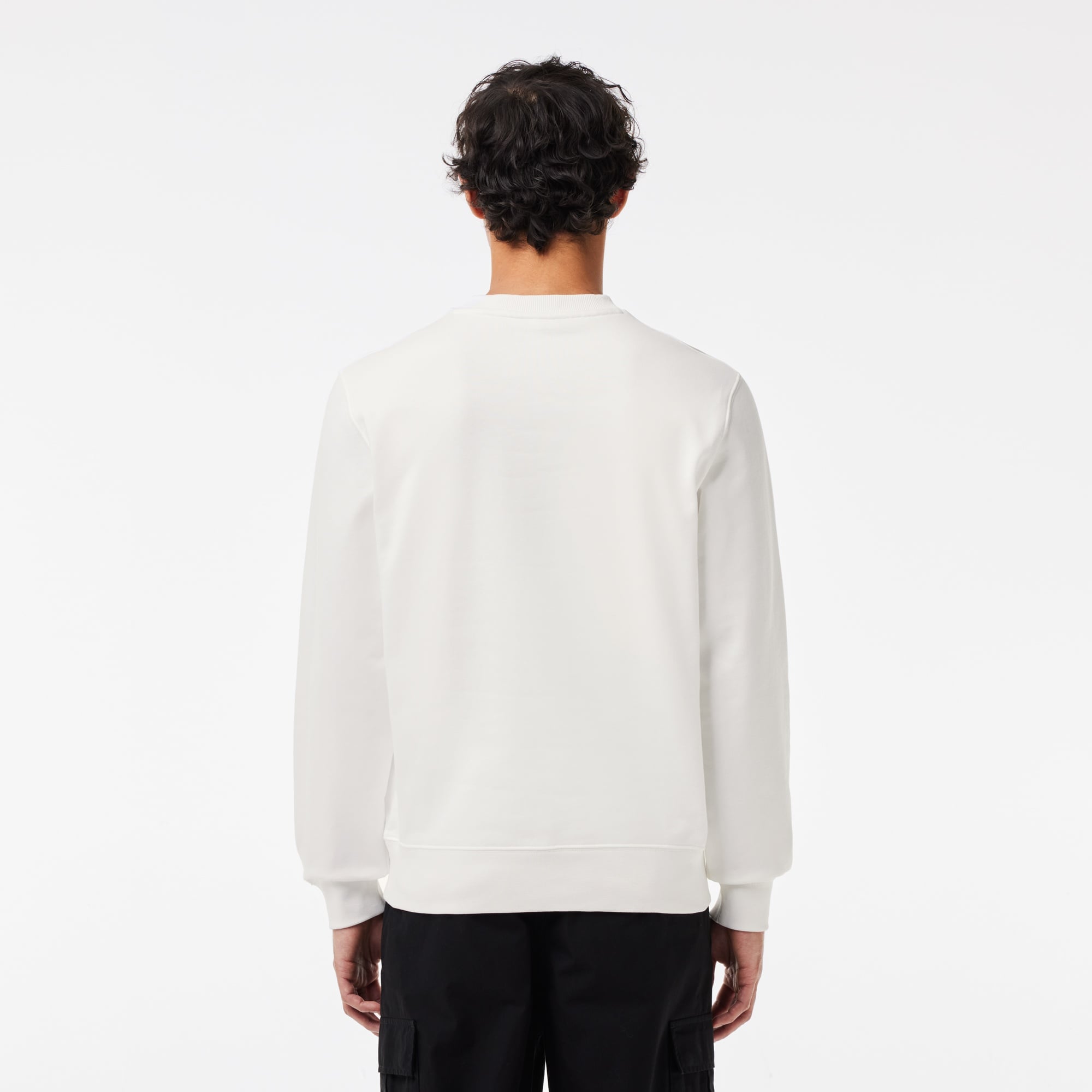 Lacoste Erkek Classic Fit Bisiklet Yaka Baskılı Beyaz Sweatshirt