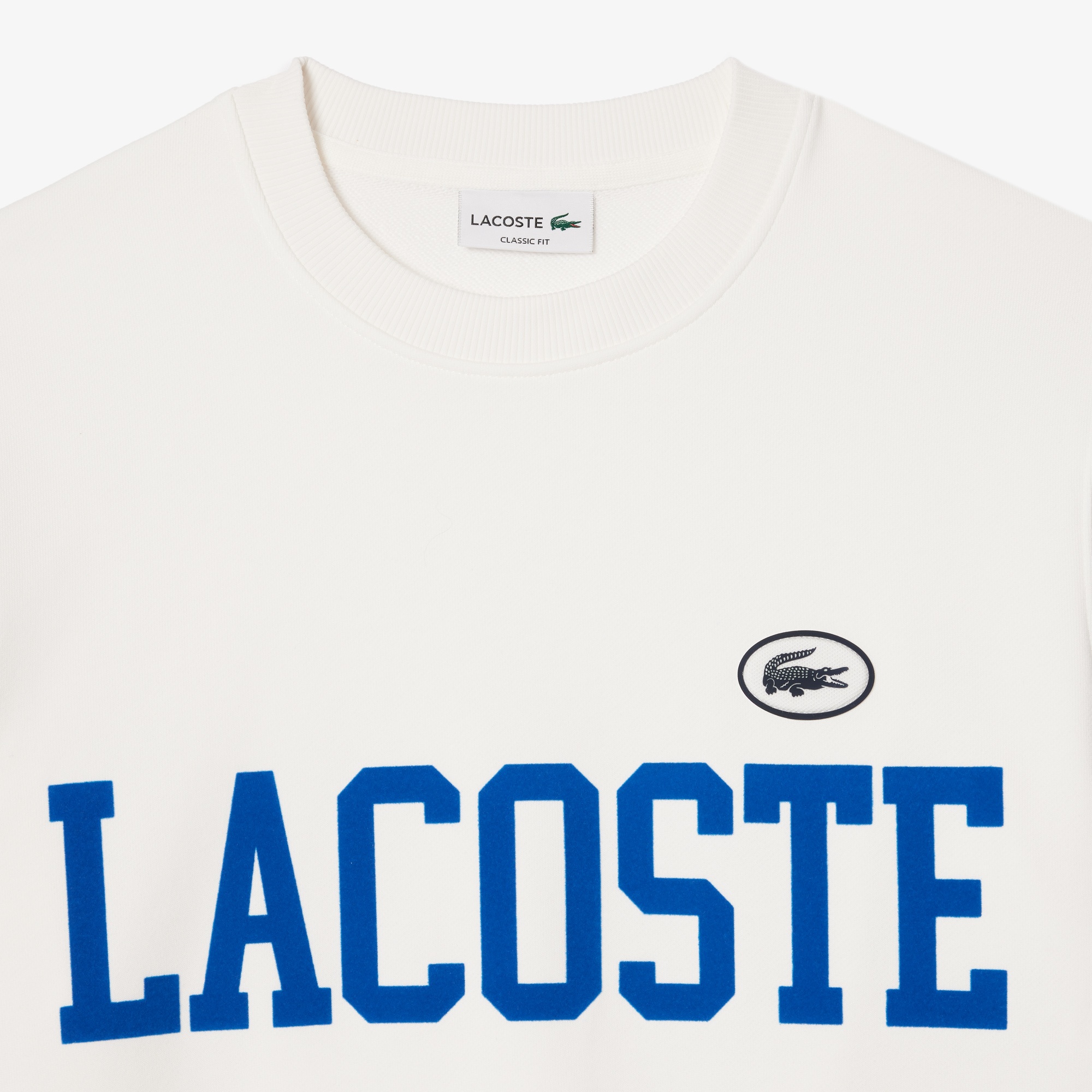 Lacoste Erkek Classic Fit Bisiklet Yaka Baskılı Beyaz Sweatshirt