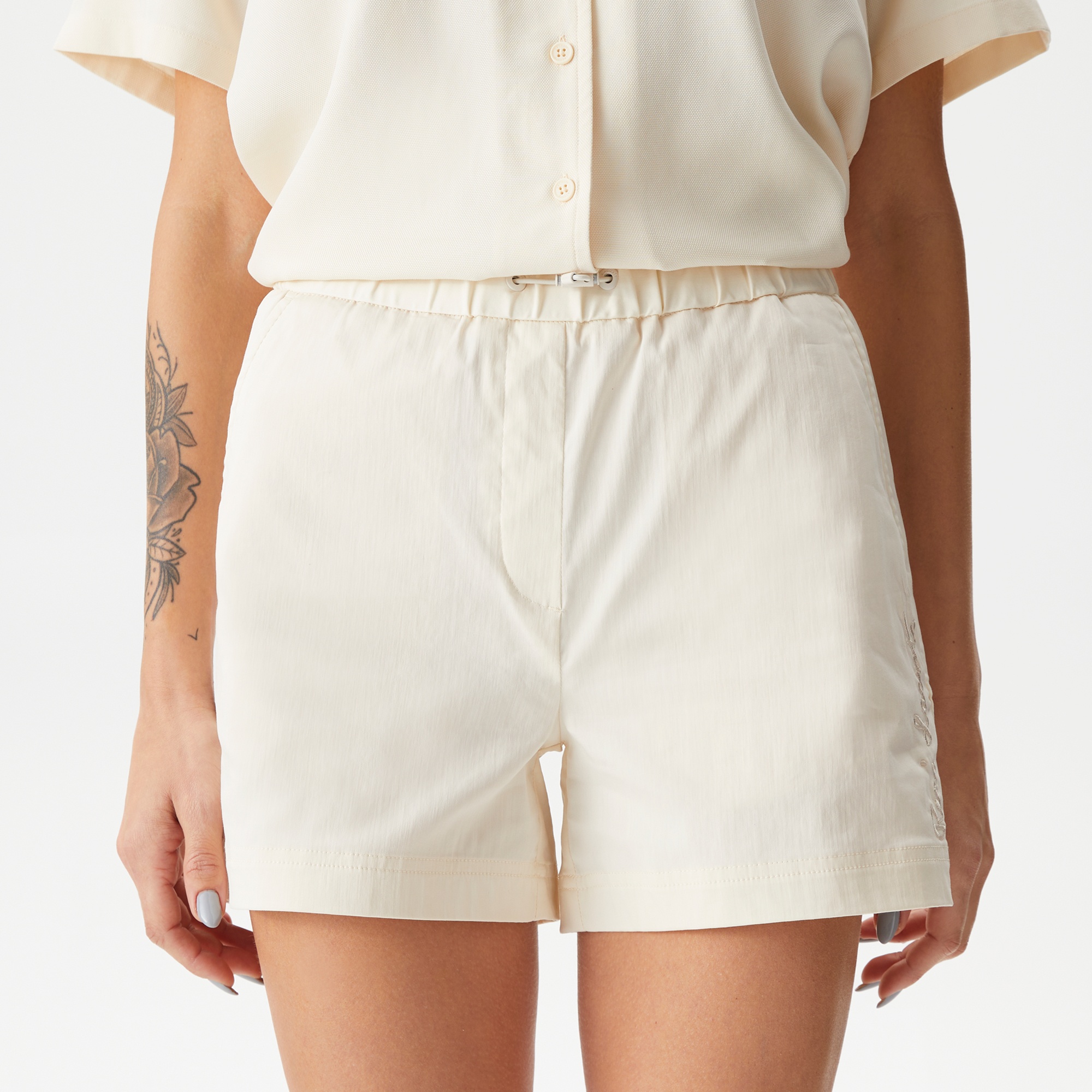 Lacoste Kadın Regular Fit Beyaz Şort