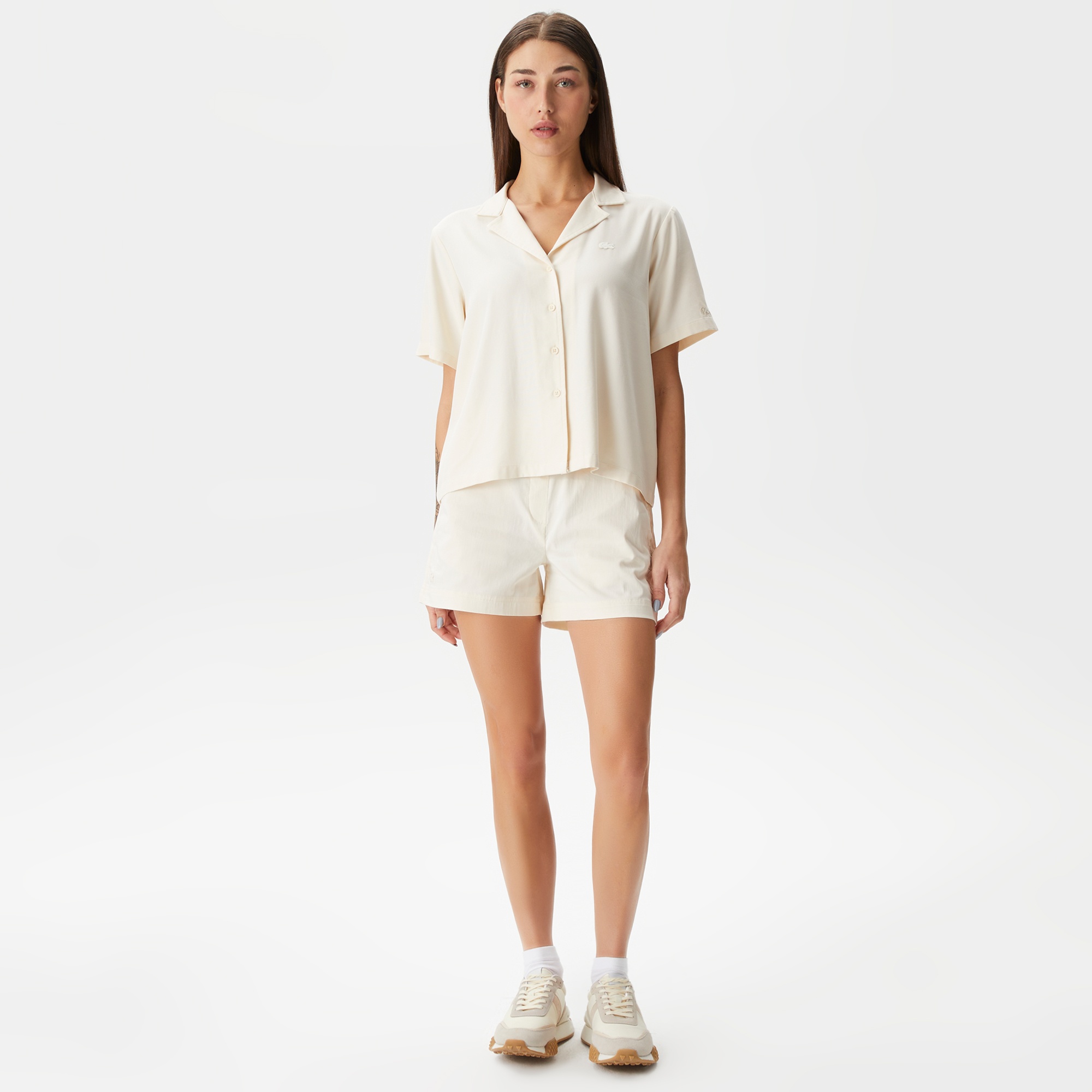 Lacoste Kadın Regular Fit Beyaz Şort