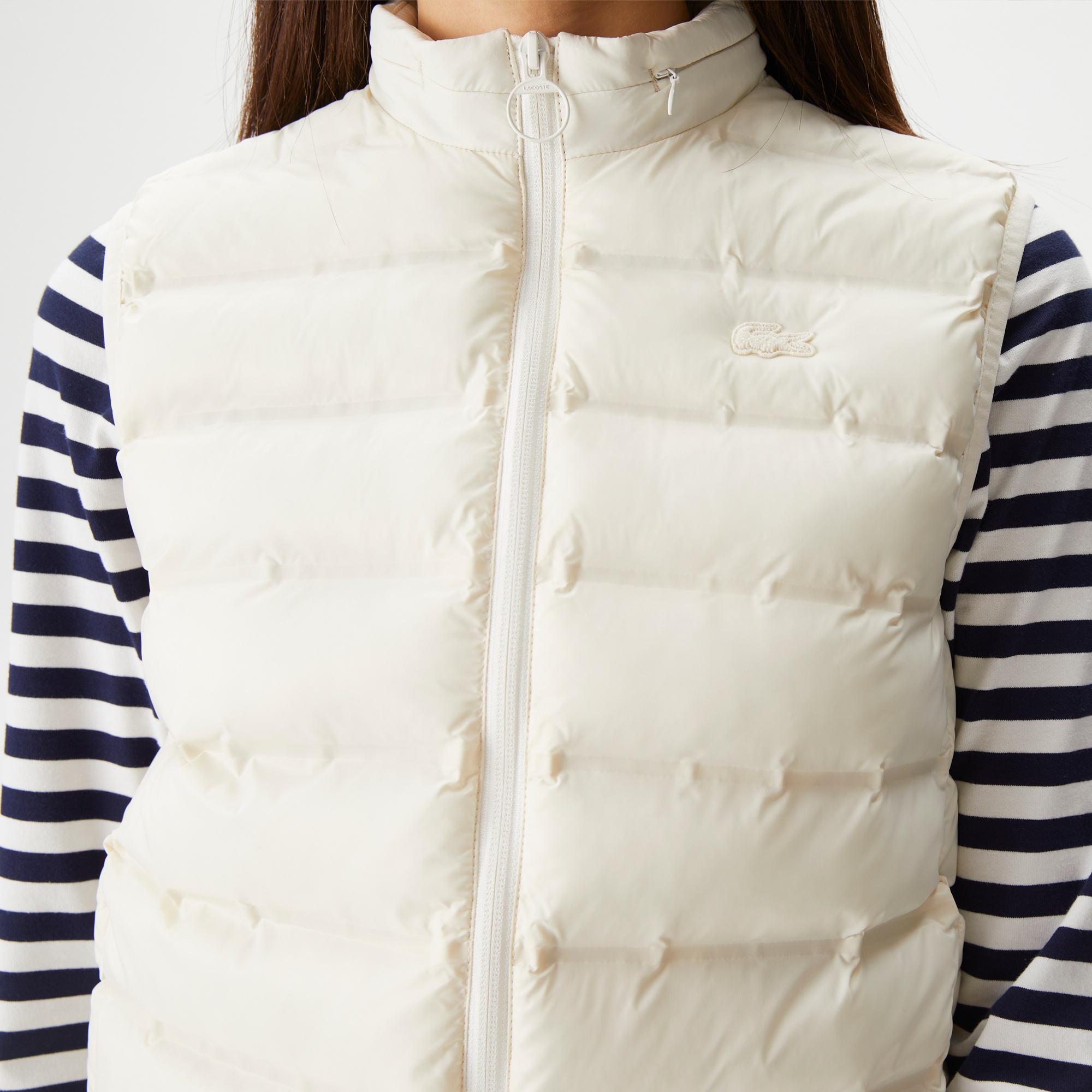 Lacoste Kadın Dik Yaka Kapitone Beyaz Yelek