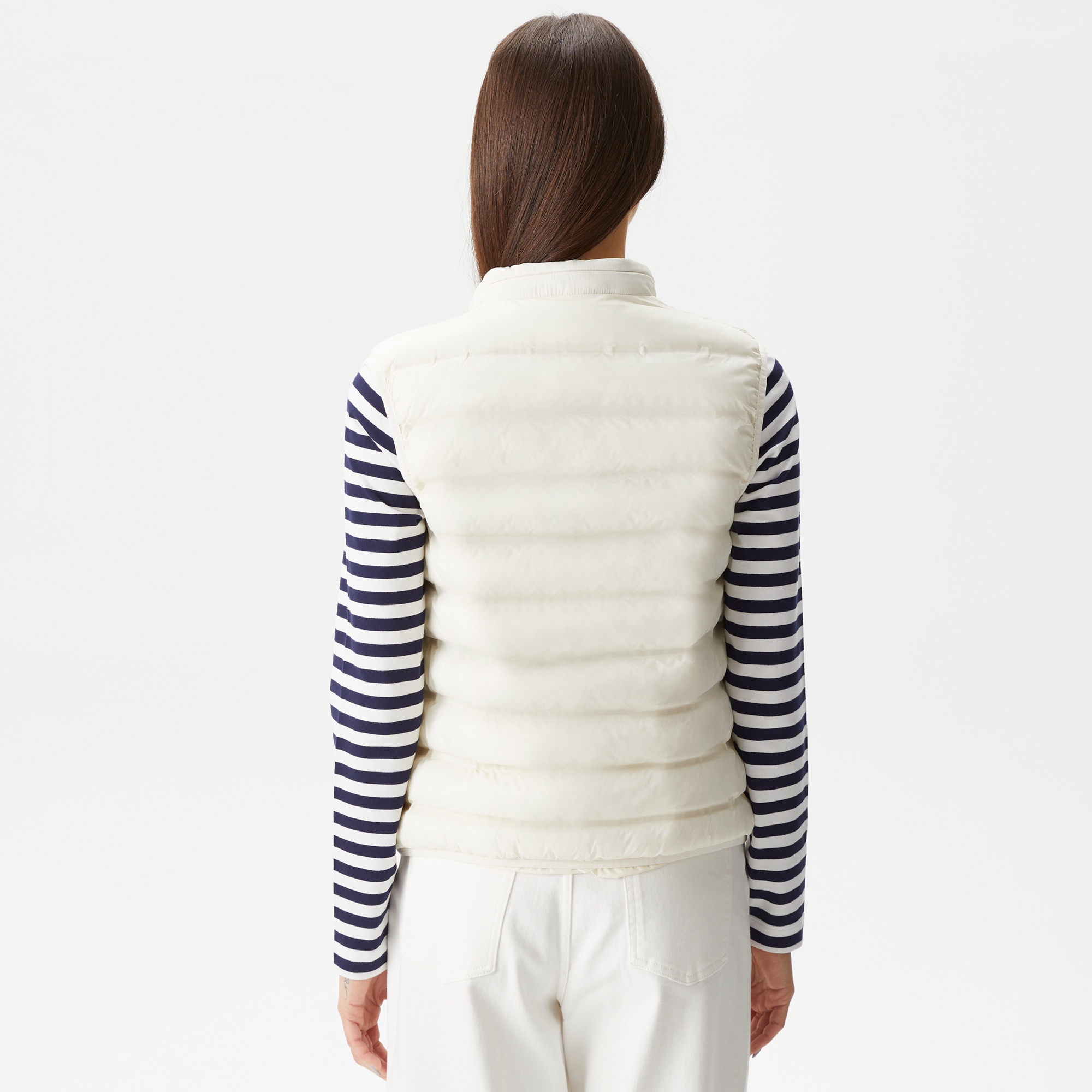 Lacoste Kadın Dik Yaka Kapitone Beyaz Yelek