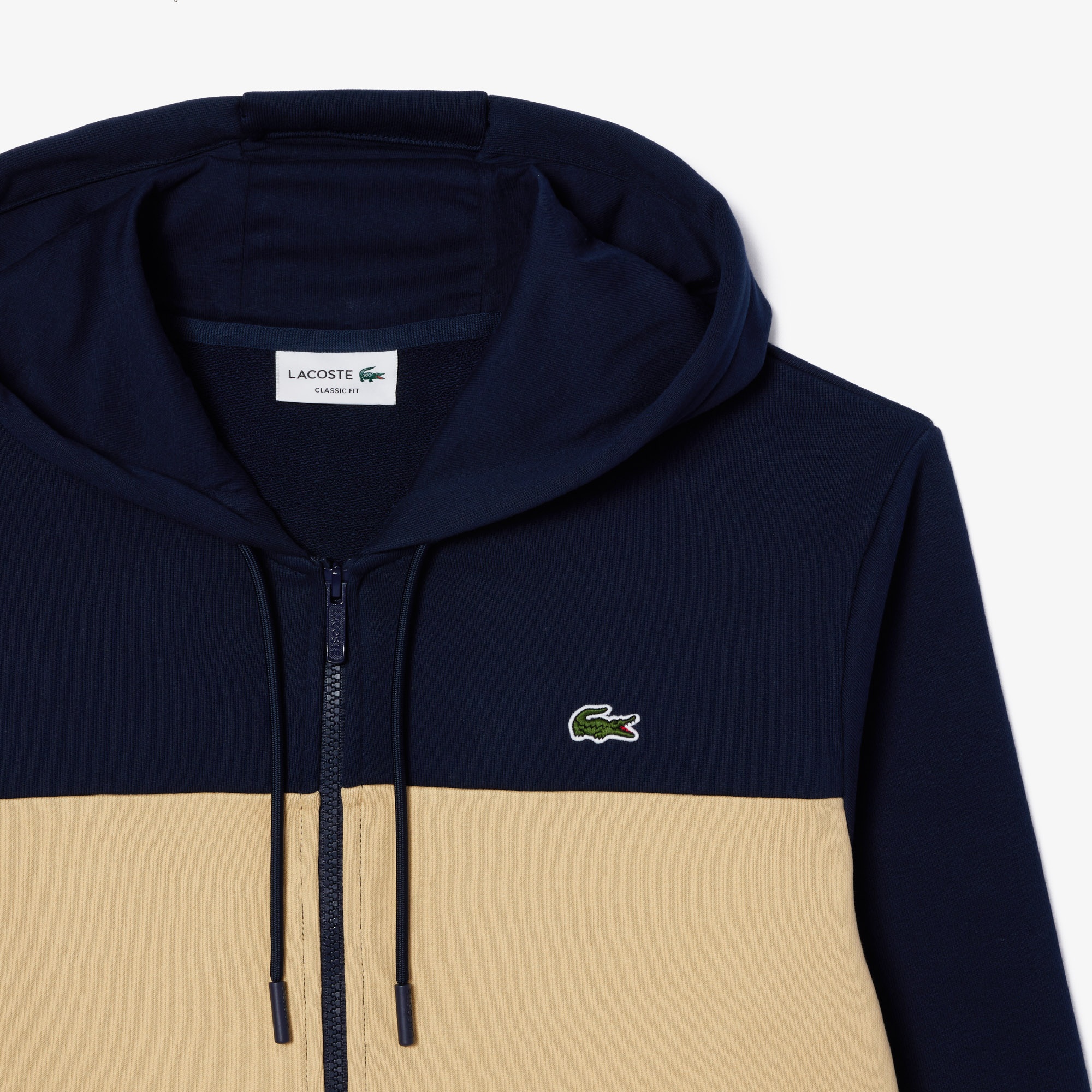 Lacoste Erkek Classic Fit Kapüşonlu Renk Bloklu Lacivert Sweatshirt