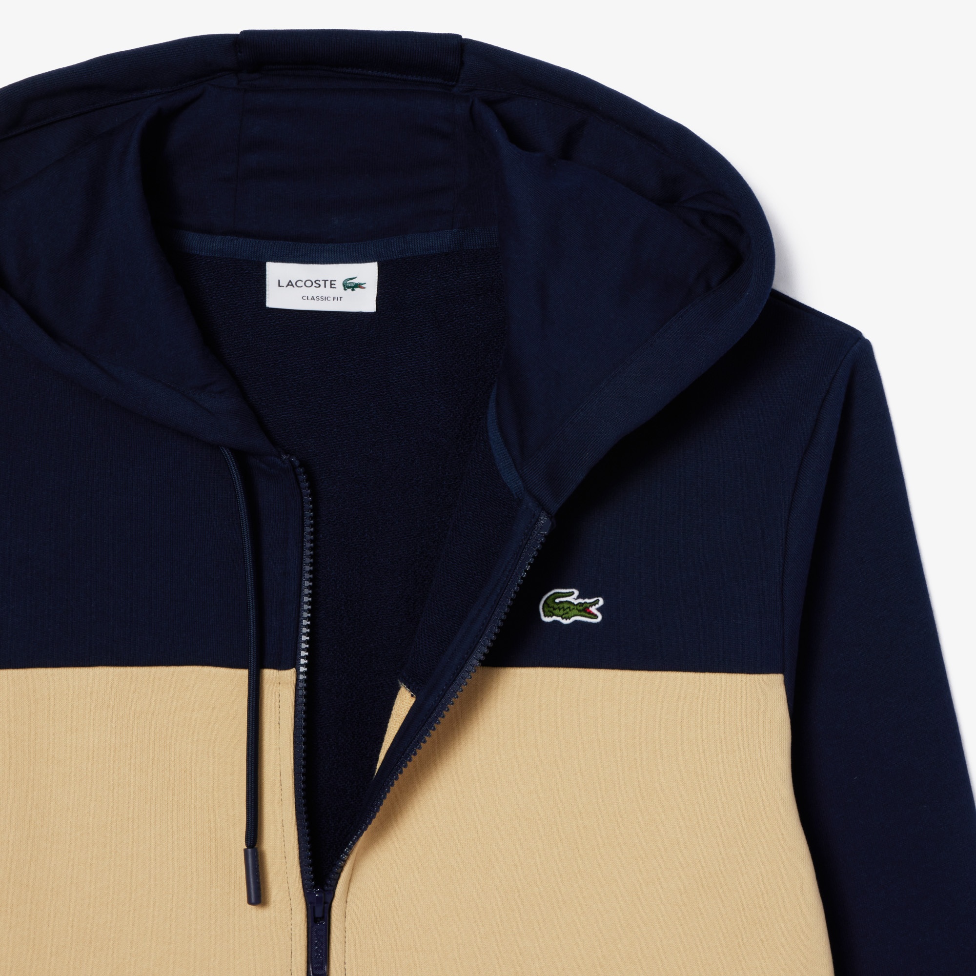 Lacoste Erkek Classic Fit Kapüşonlu Renk Bloklu Lacivert Sweatshirt