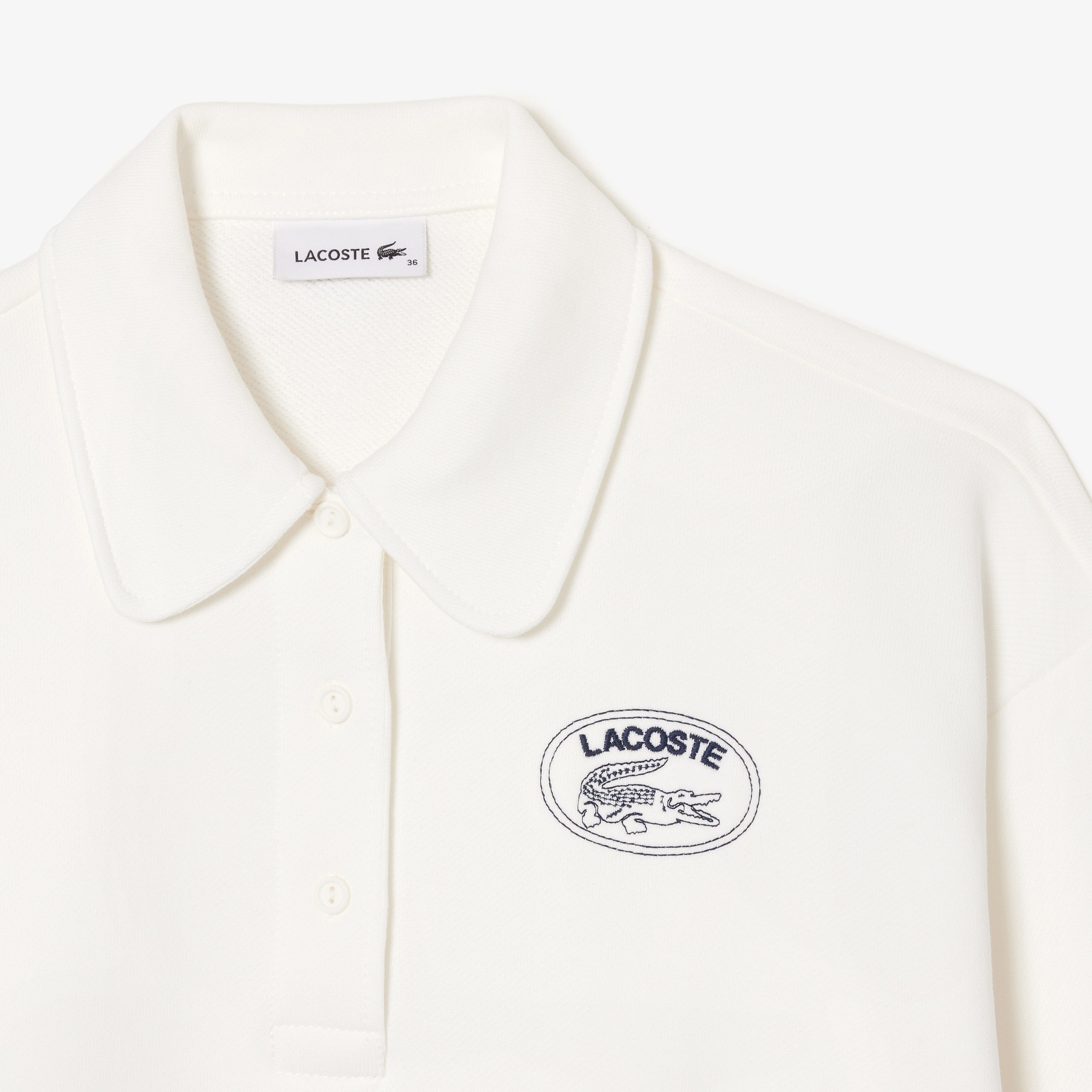 Lacoste Kadın Polo Yaka Beyaz Sweatshirt