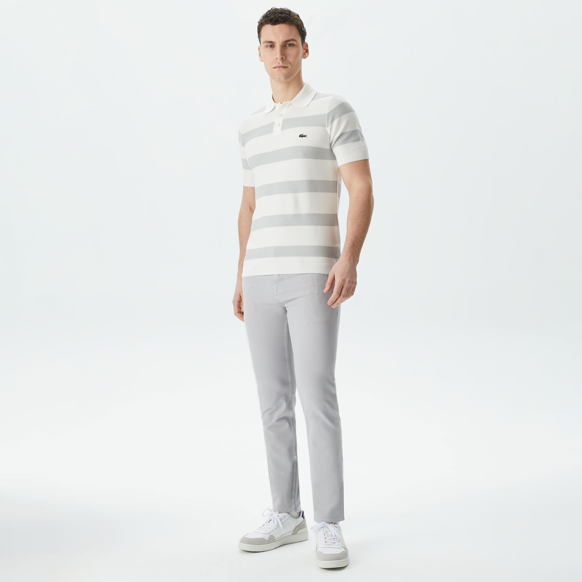 Lacoste Erkek Regular Fit Kısa Kollu Polo Yaka Gri Triko