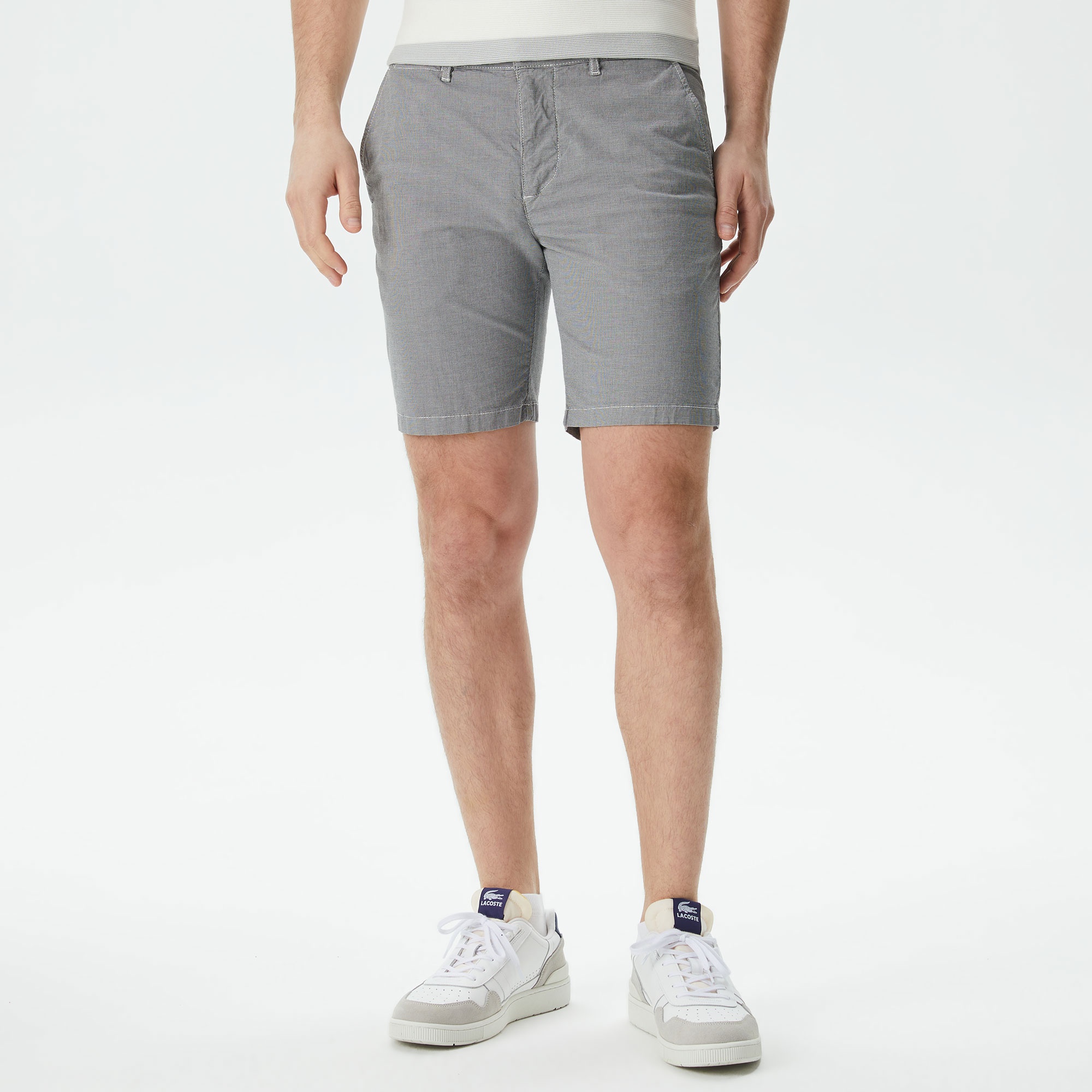 Lacoste Erkek Slim Fit Desenli Gri Bermuda