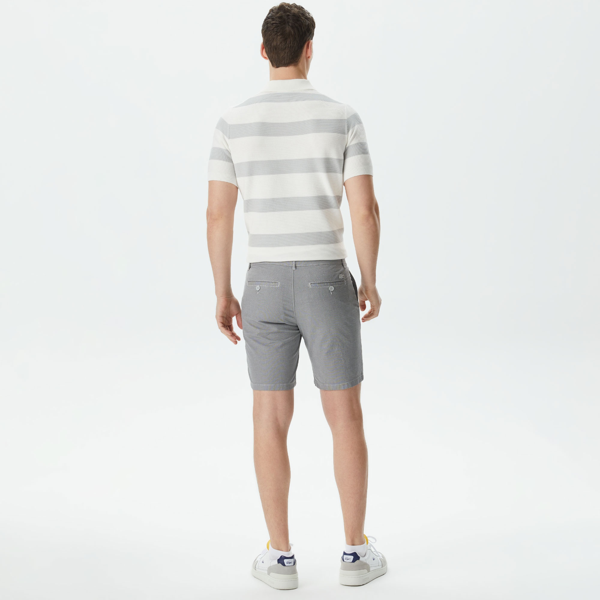 Lacoste Erkek Slim Fit Desenli Gri Bermuda