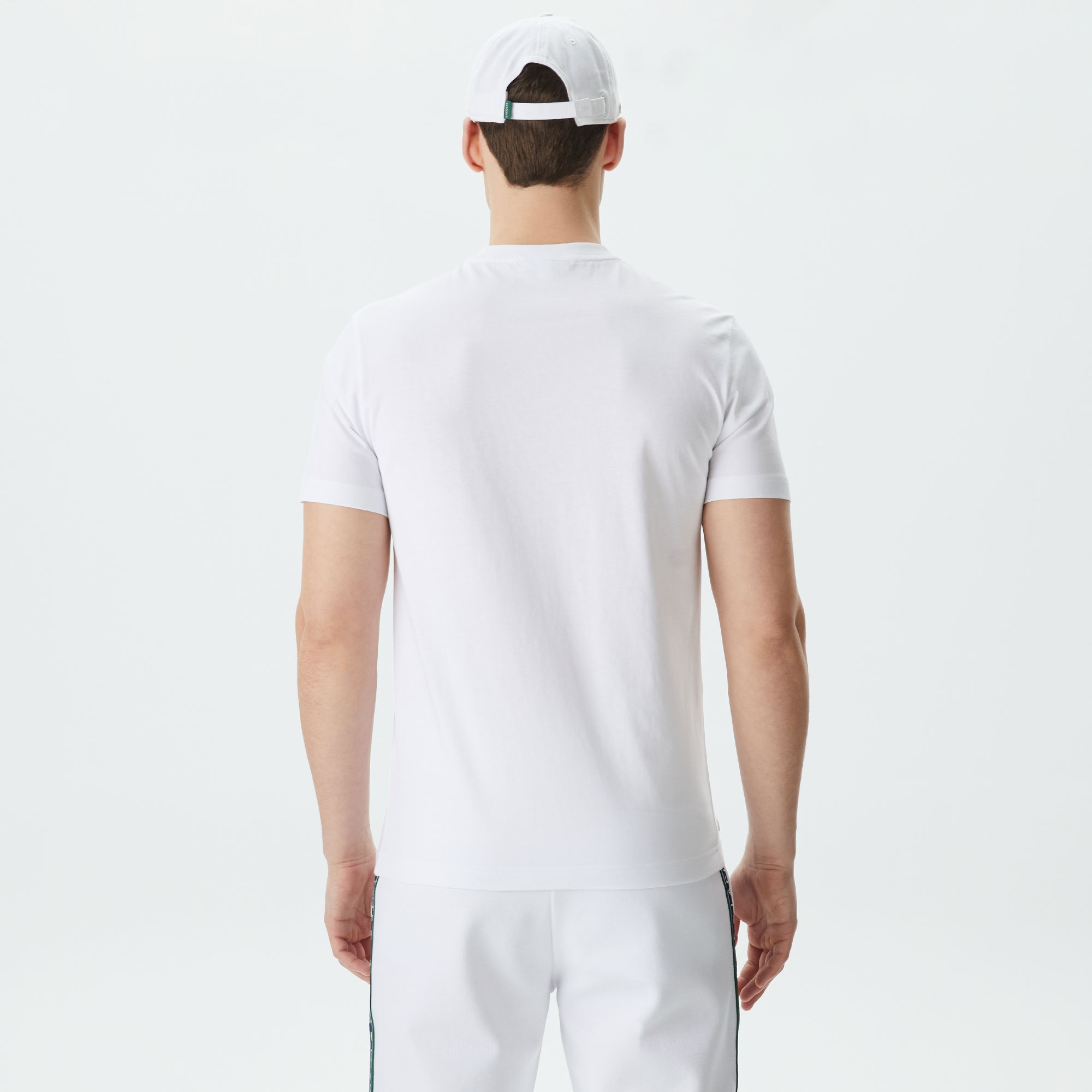 Lacoste Erkek Regular Fit Bisiklet Yaka Baskılı Beyaz T-Shirt