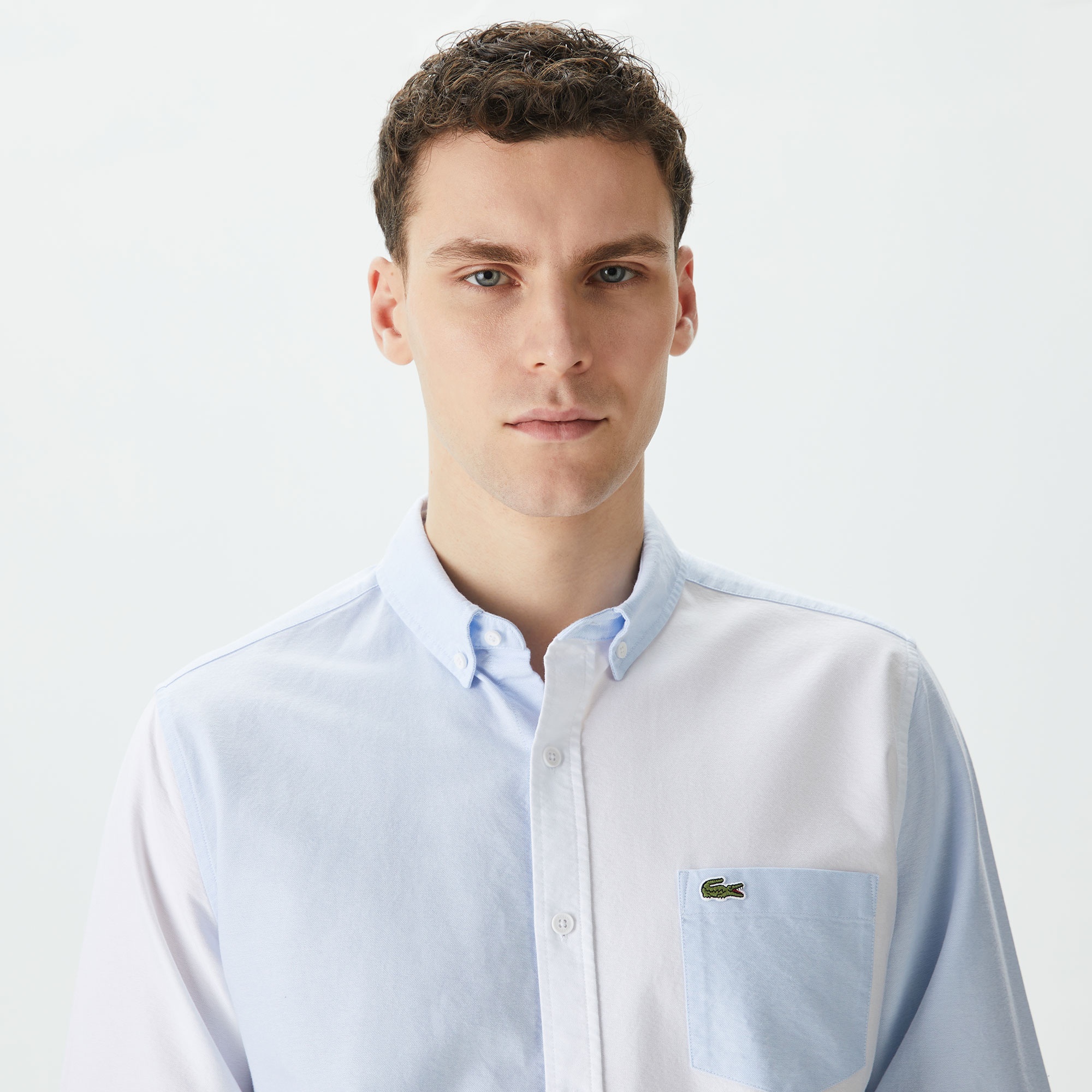 Lacoste Erkek Regular Fit Renk Bloklu Beyaz Gömlek