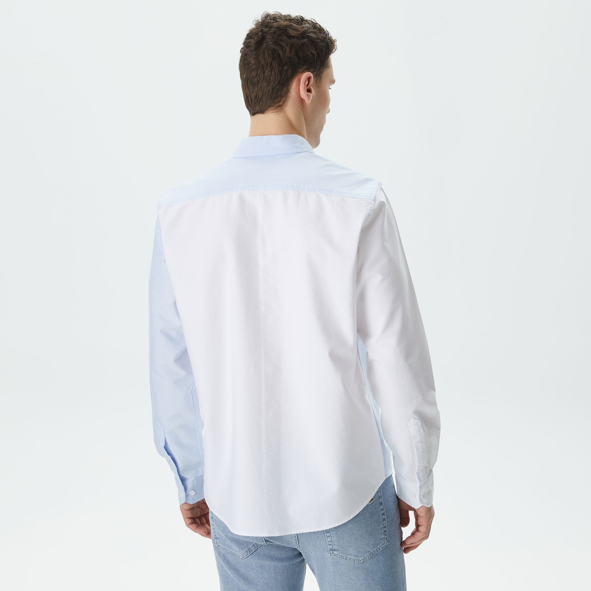 Lacoste Erkek Regular Fit Renk Bloklu Beyaz Gömlek