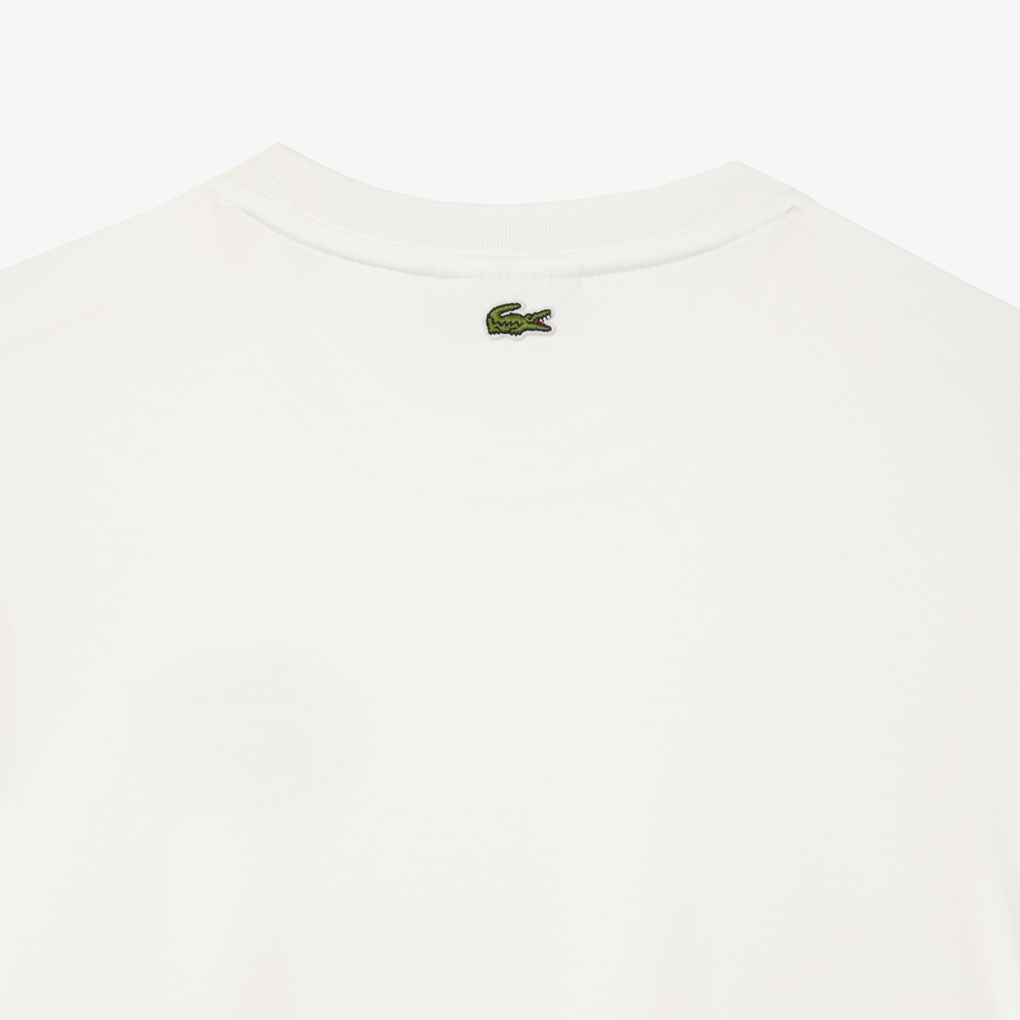 Lacoste Kadın Bisiklet Yaka Baskılı Beyaz T-Shirt
