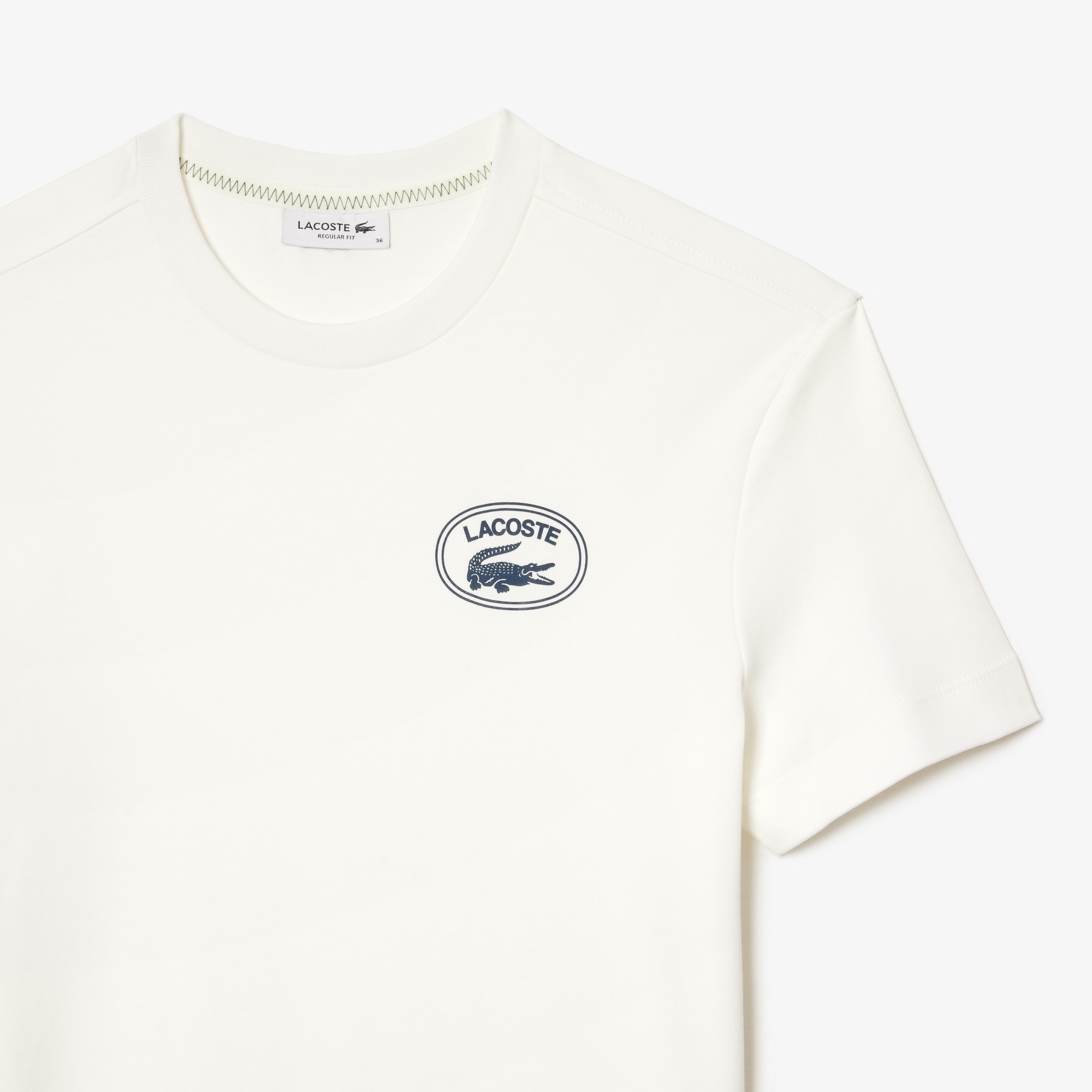Lacoste Kadın Bisiklet Yaka Baskılı Beyaz T-Shirt