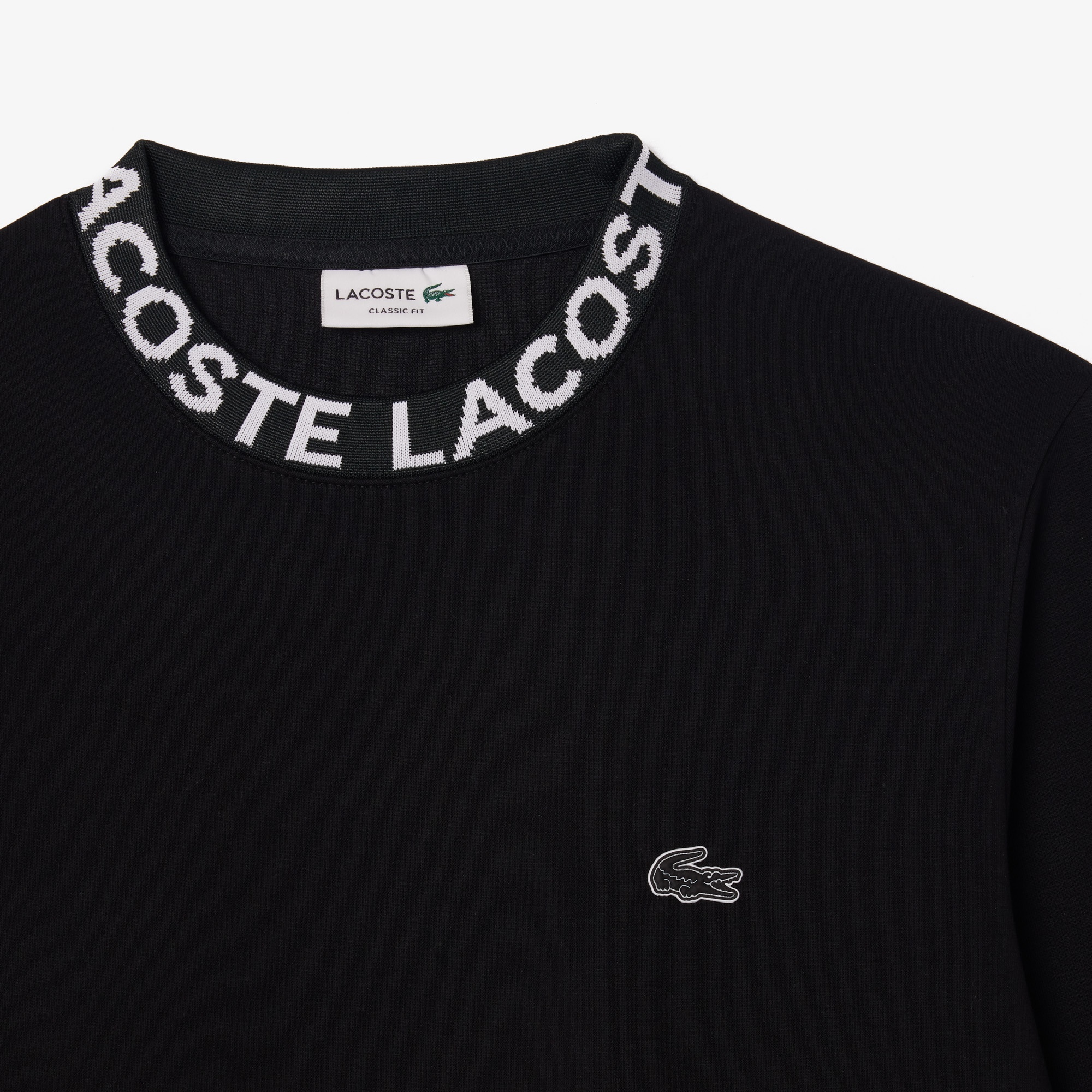 Lacoste Erkek Classic Fit Bisiklet Yaka Baskılı Siyah Sweatshirt