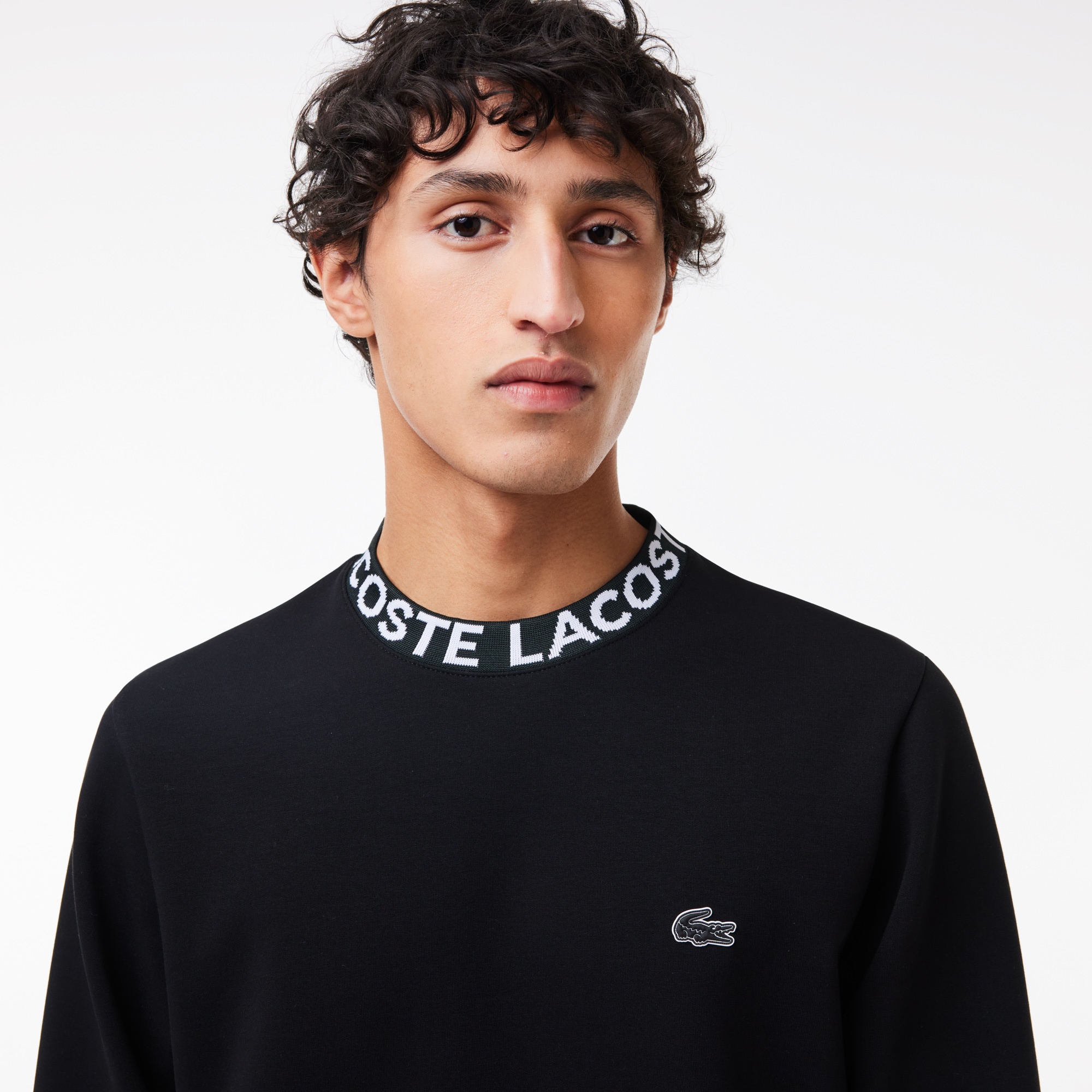 Lacoste Erkek Classic Fit Bisiklet Yaka Baskılı Siyah Sweatshirt